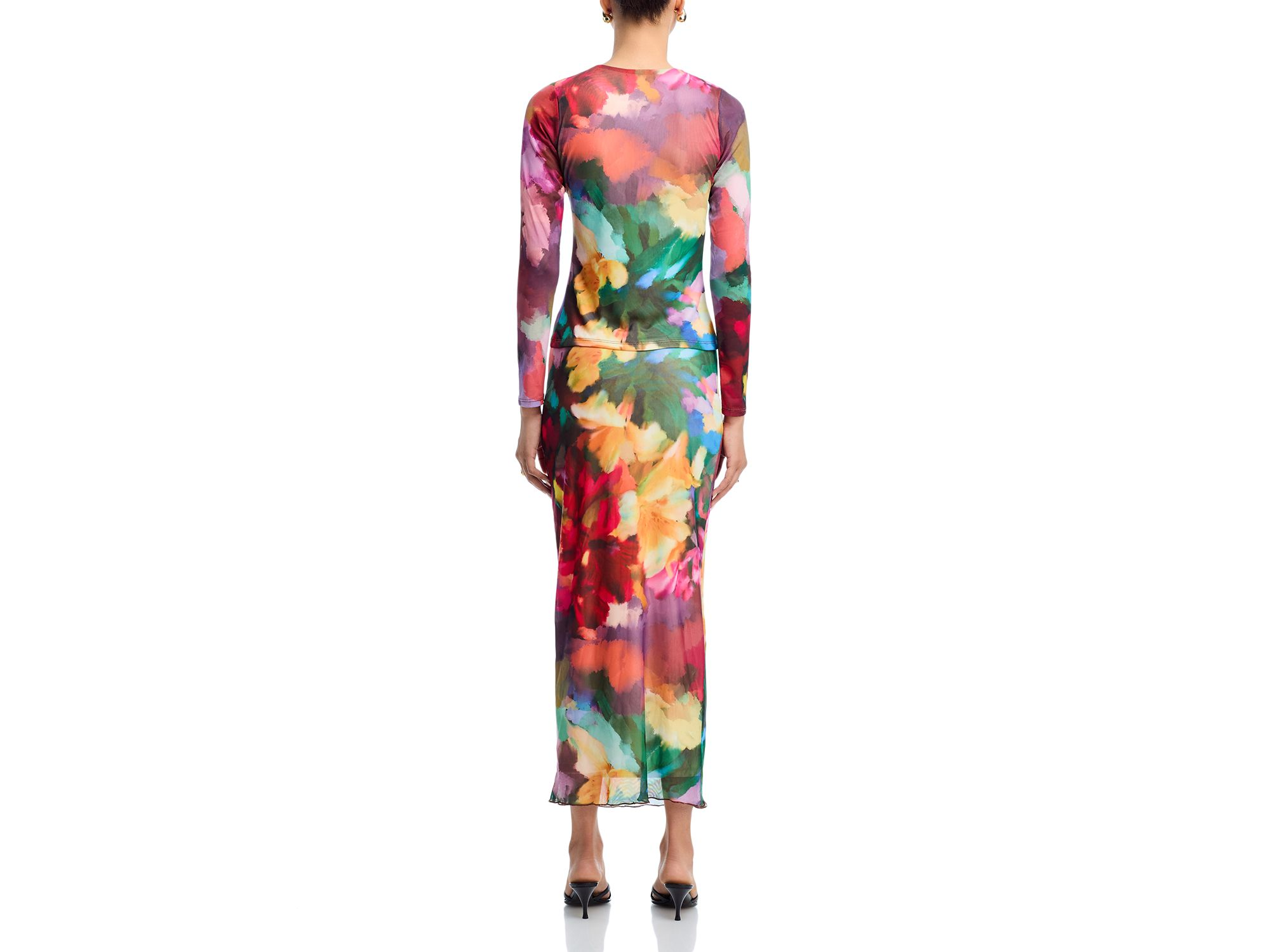 Floral Mesh Long Sleeve Top & Midi Skirt - Exclusive — Image 8