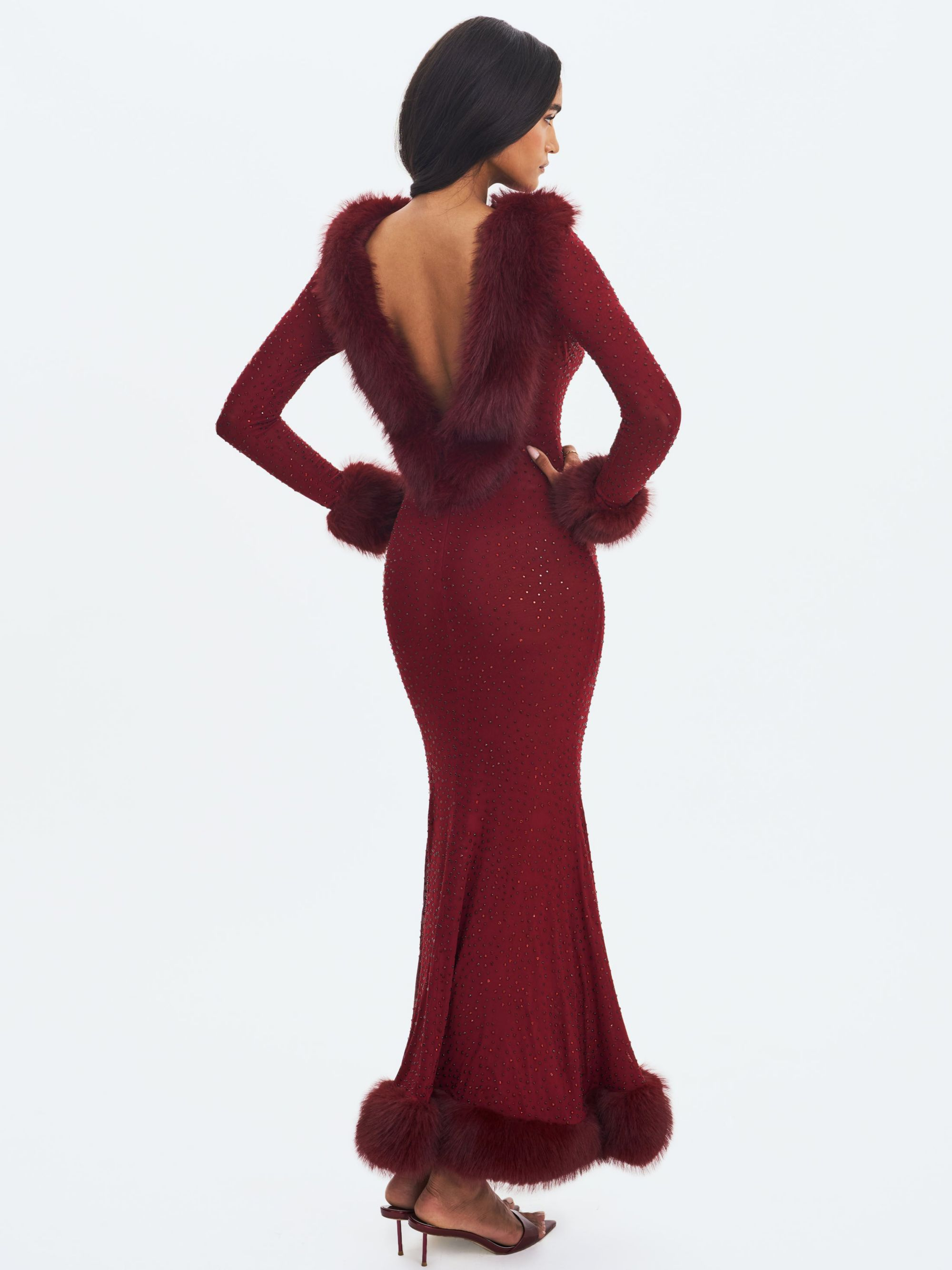 Melrose Petite-Length Rhinestone Mesh Low Back Mermaid Dress — Image 6
