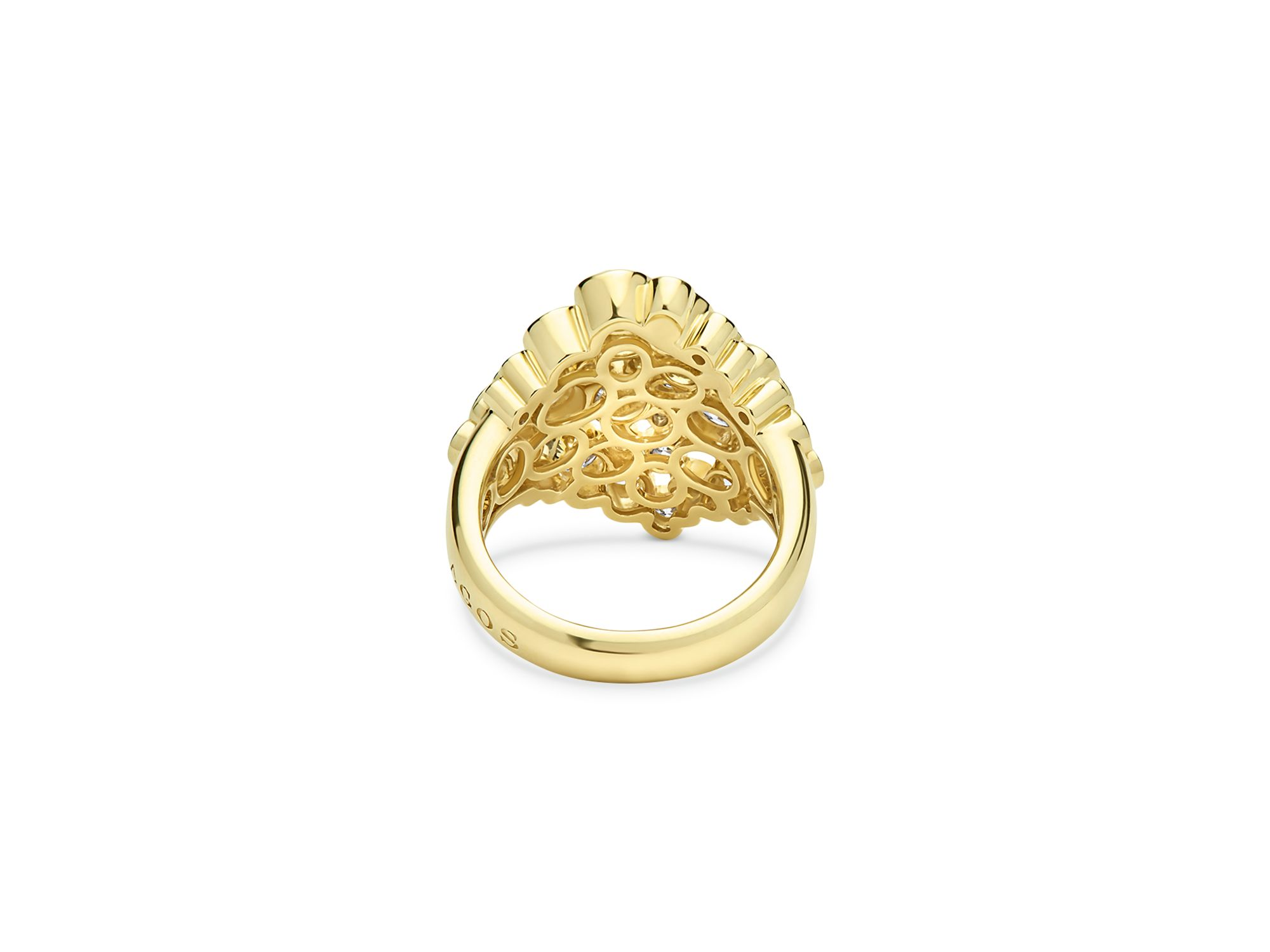 18K Yellow Gold Fizz Diamond Bezel Cluster Statement Ring — Image 4