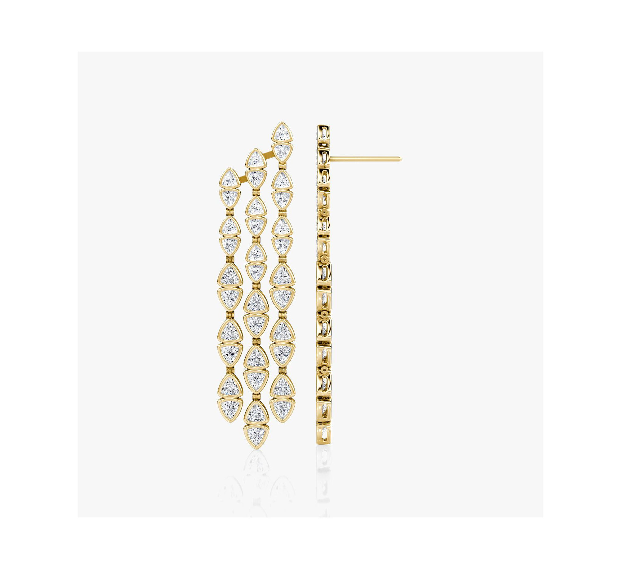 Trillion Cascade Earrings in 14K White Gold, 9.64ctw Trillion Lab Grown Diamonds — Image 4