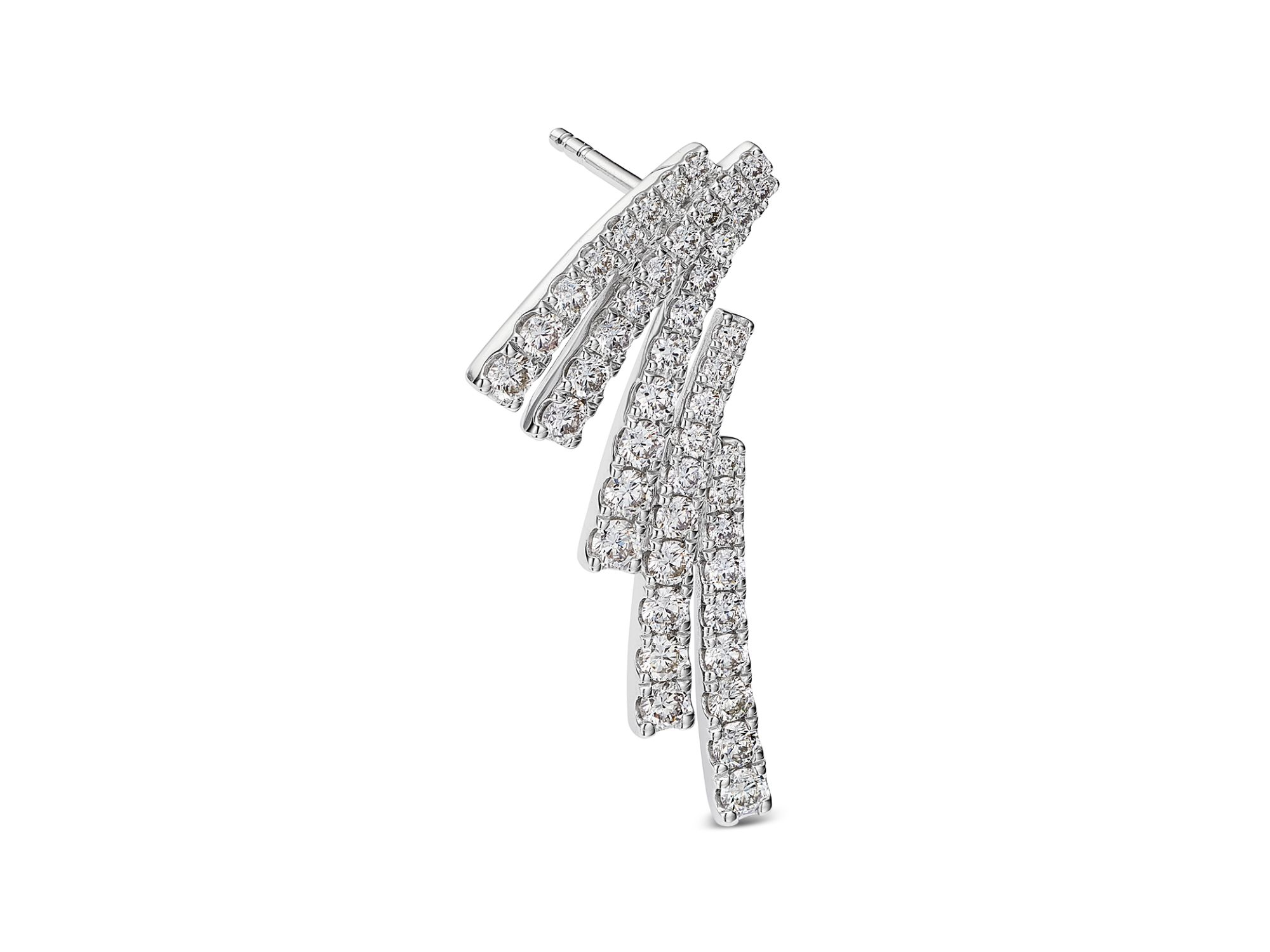 Diamond Cascade Drop Earrings in 14K White Gold, 1.75 tcw — Image 4