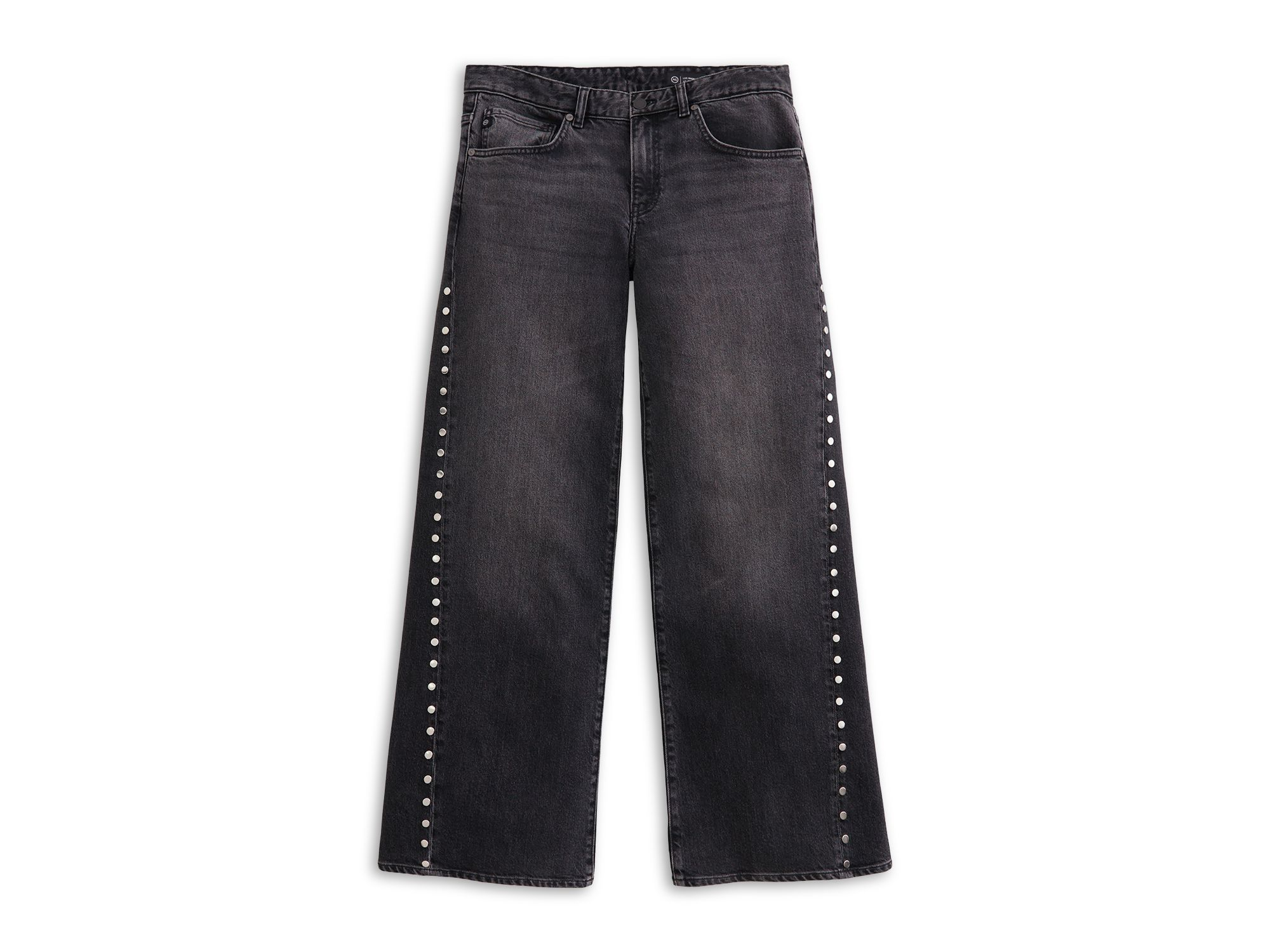 Adria Studded Low Rise Wide Leg Jeans in Immensity — Image 4