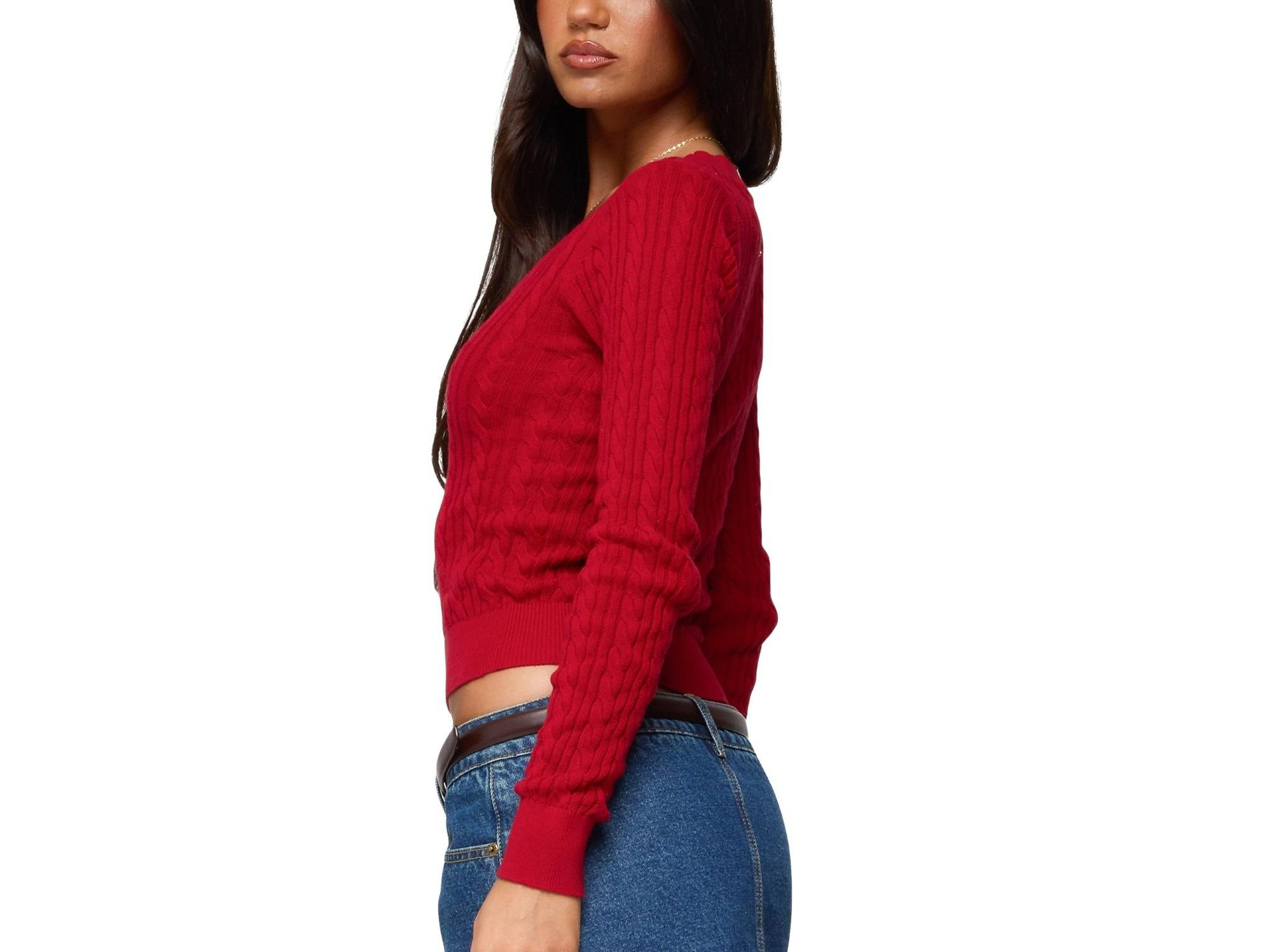 Ashlee V Neck Cable Knit Top — Image 3