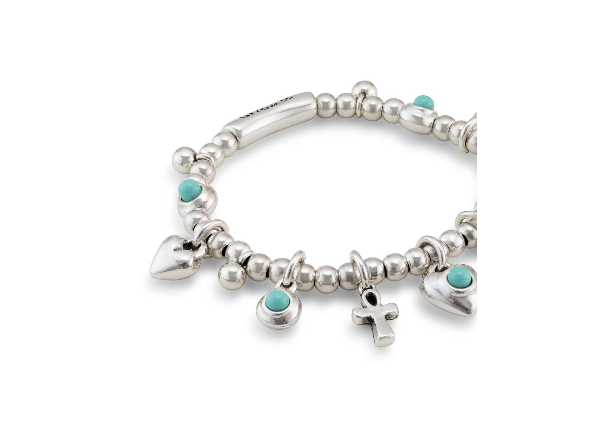Sterling Plated Beaded Bracelet with Charms — Image 3