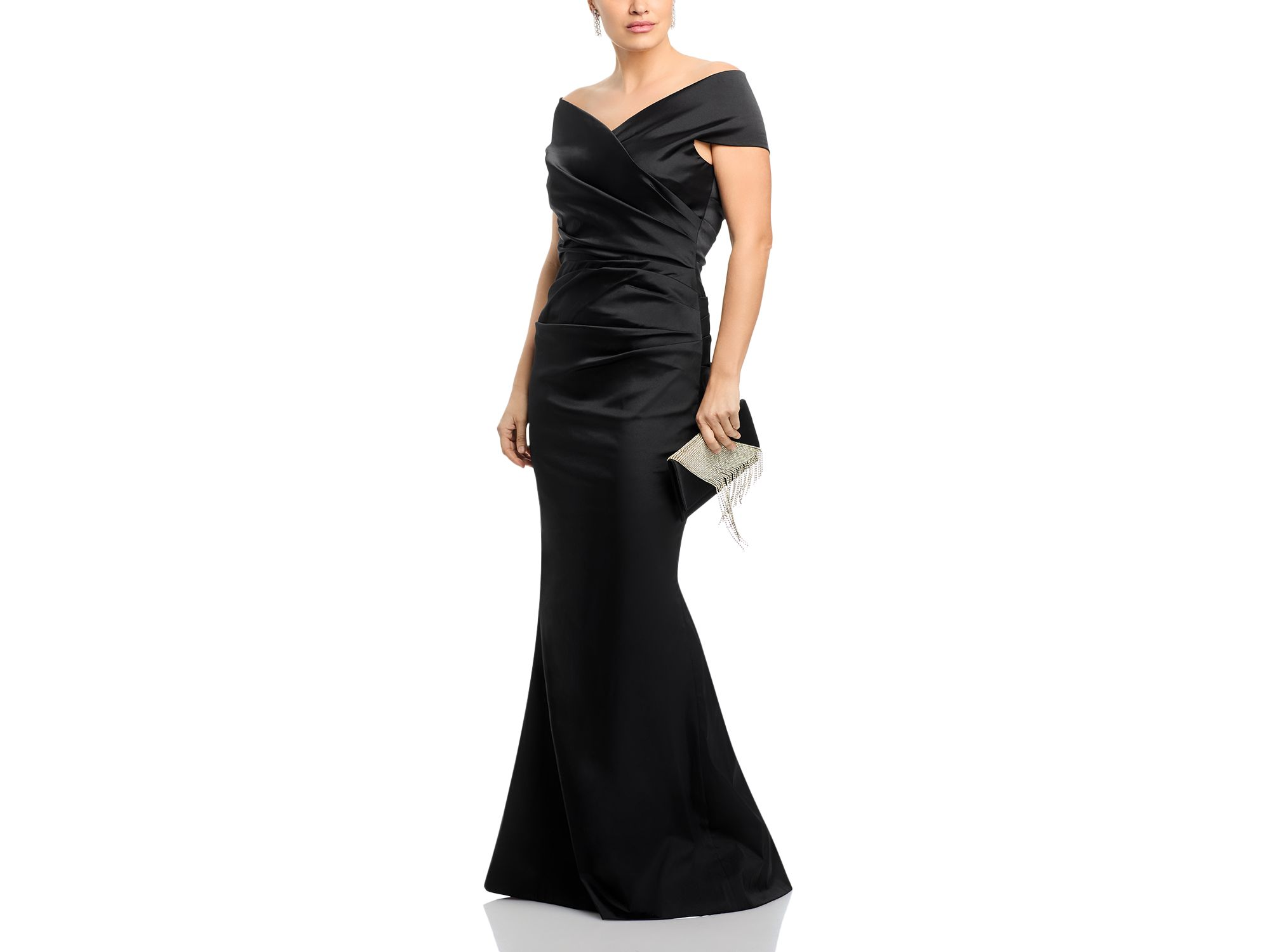 Satin Stretch Off The Shoulder Gown — Image 7