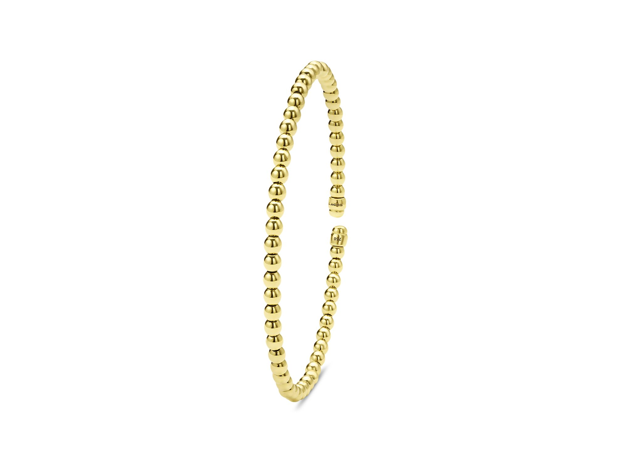 18K Yellow Gold Caviar Gold Bead Flex Bangle Bracelet — Image 5