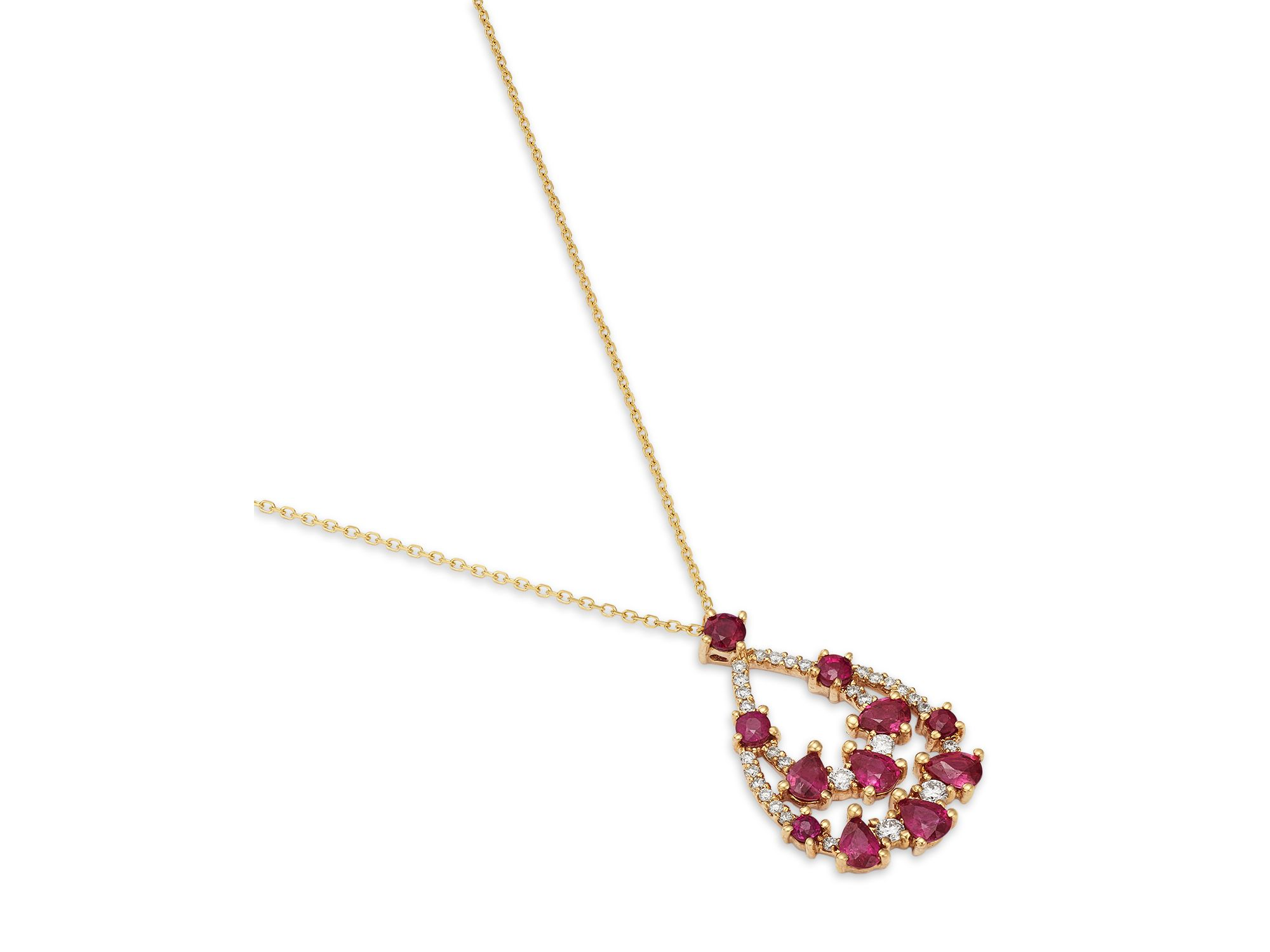 Ruby & Diamond Pendant Necklace in 14K Yellow Gold — Image 3