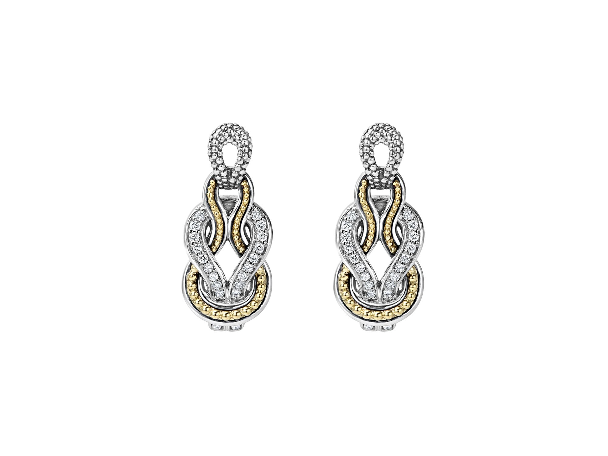 Sterling Silver and 18K Gold Newport Diamond Earrings — Image 3