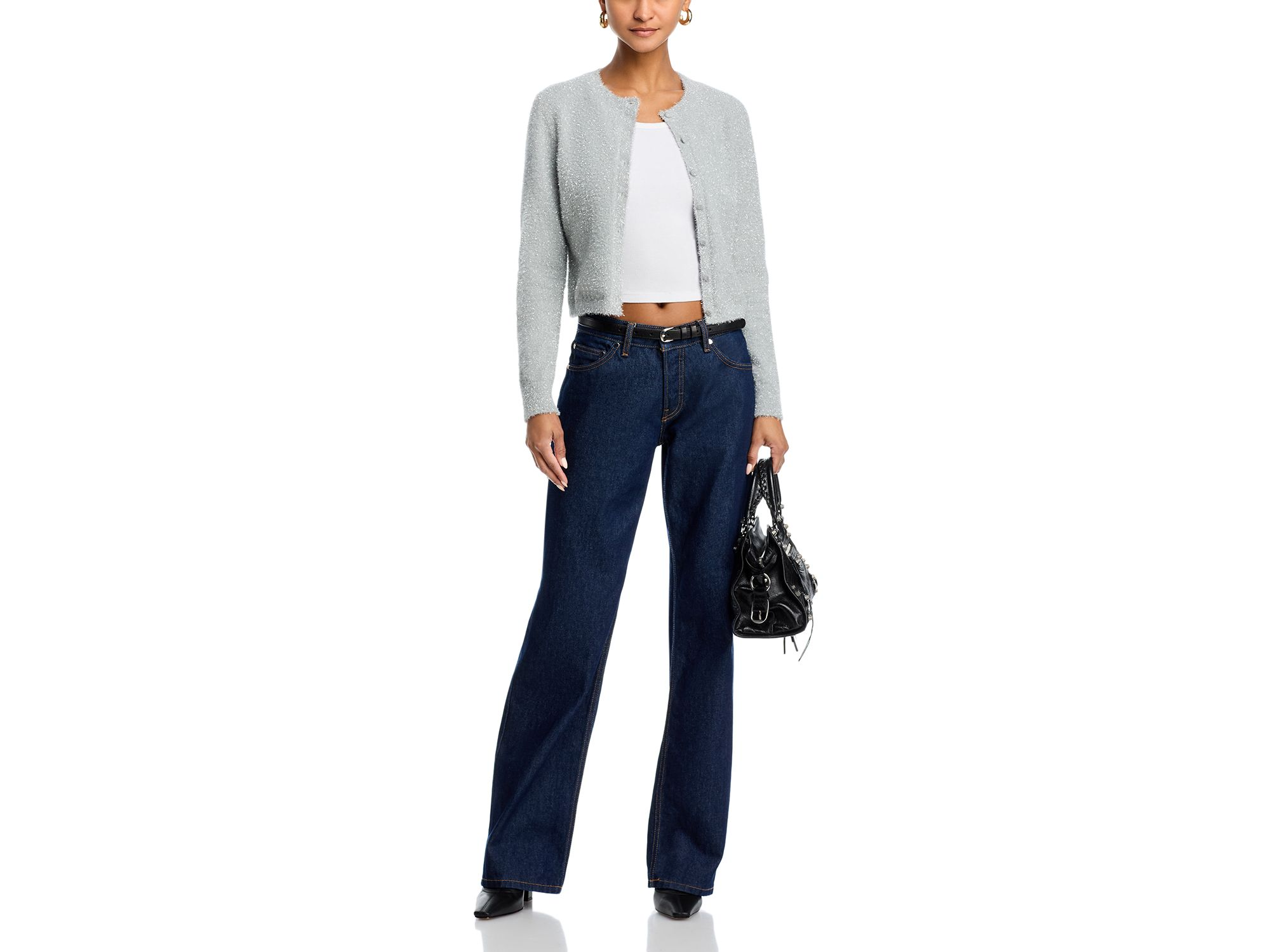 Tinsel Knit Slim Cardigan Sweater — Image 4
