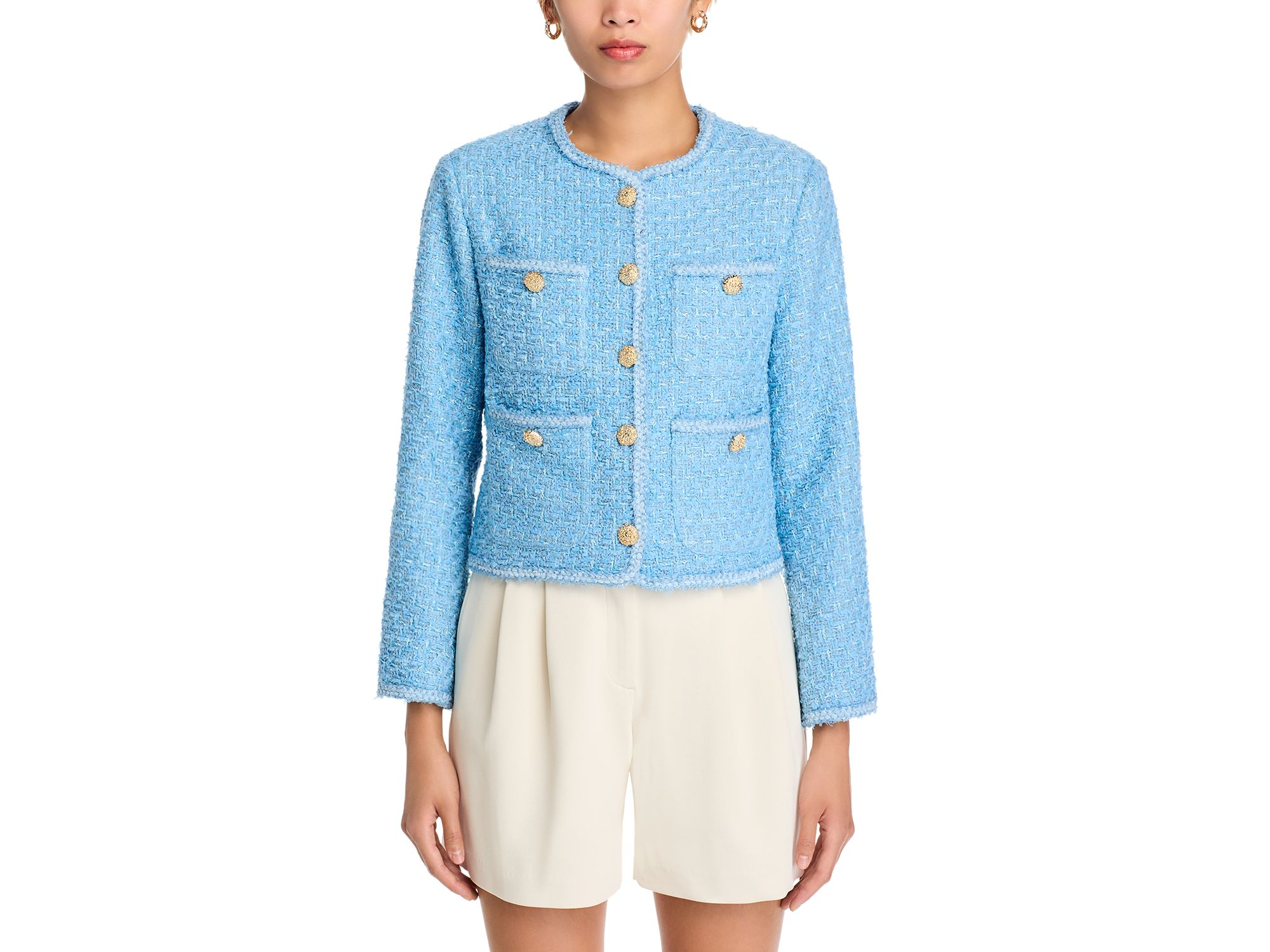 Tweed Collarless Jacket - Exclusive — Image 4