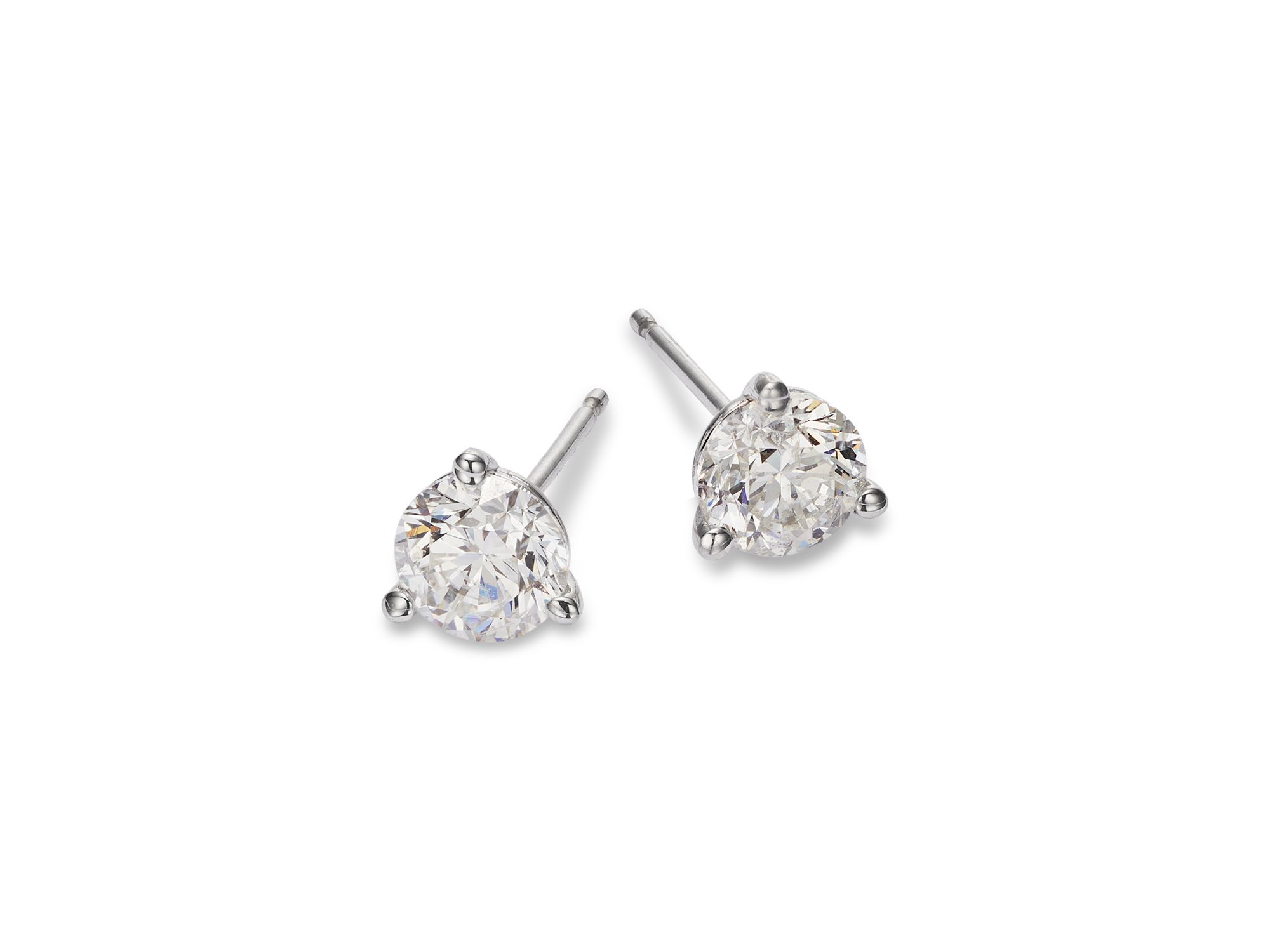Certified Diamond Martini Set Stud Earrings in 14K White Gold, 1.5 tcw — Image 3