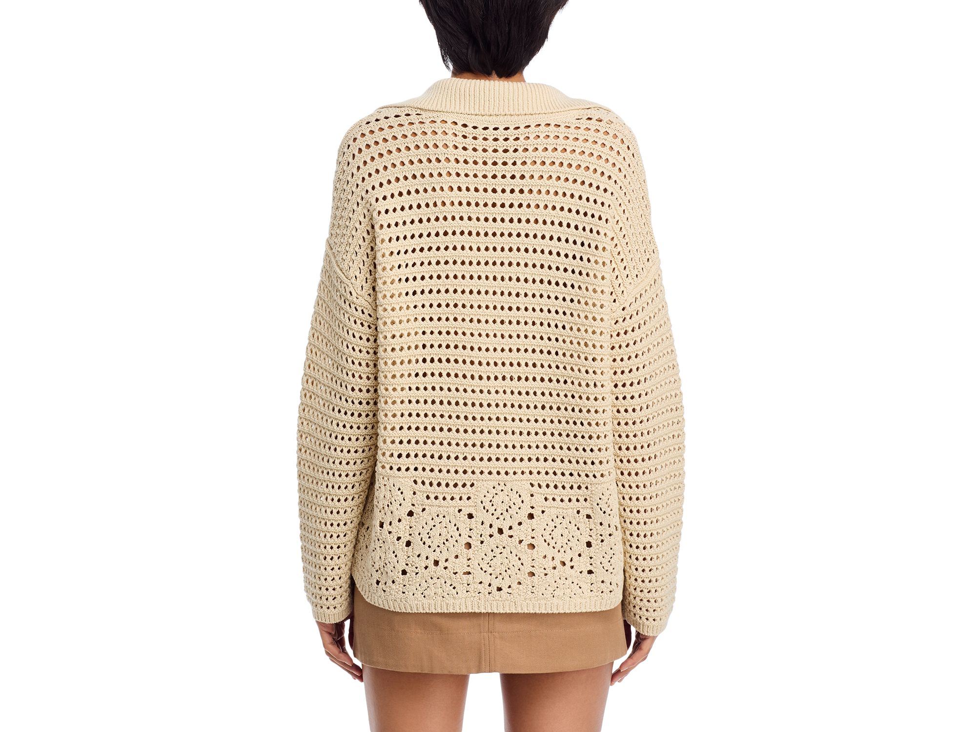 Crochet V Neck Polo Sweater - Exclusive — Image 3