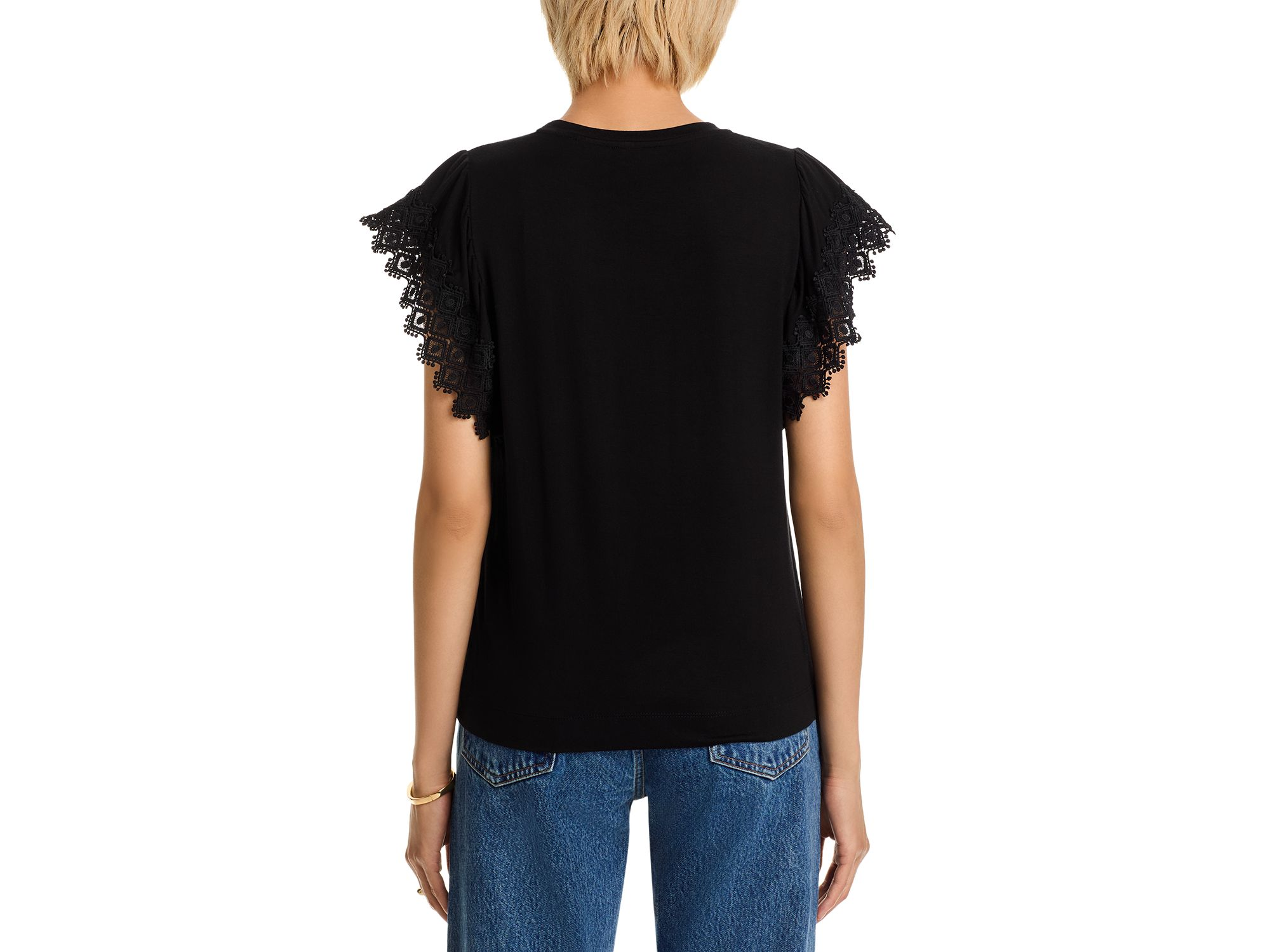 Lace	Sleeve Crewneck Tee — Image 3