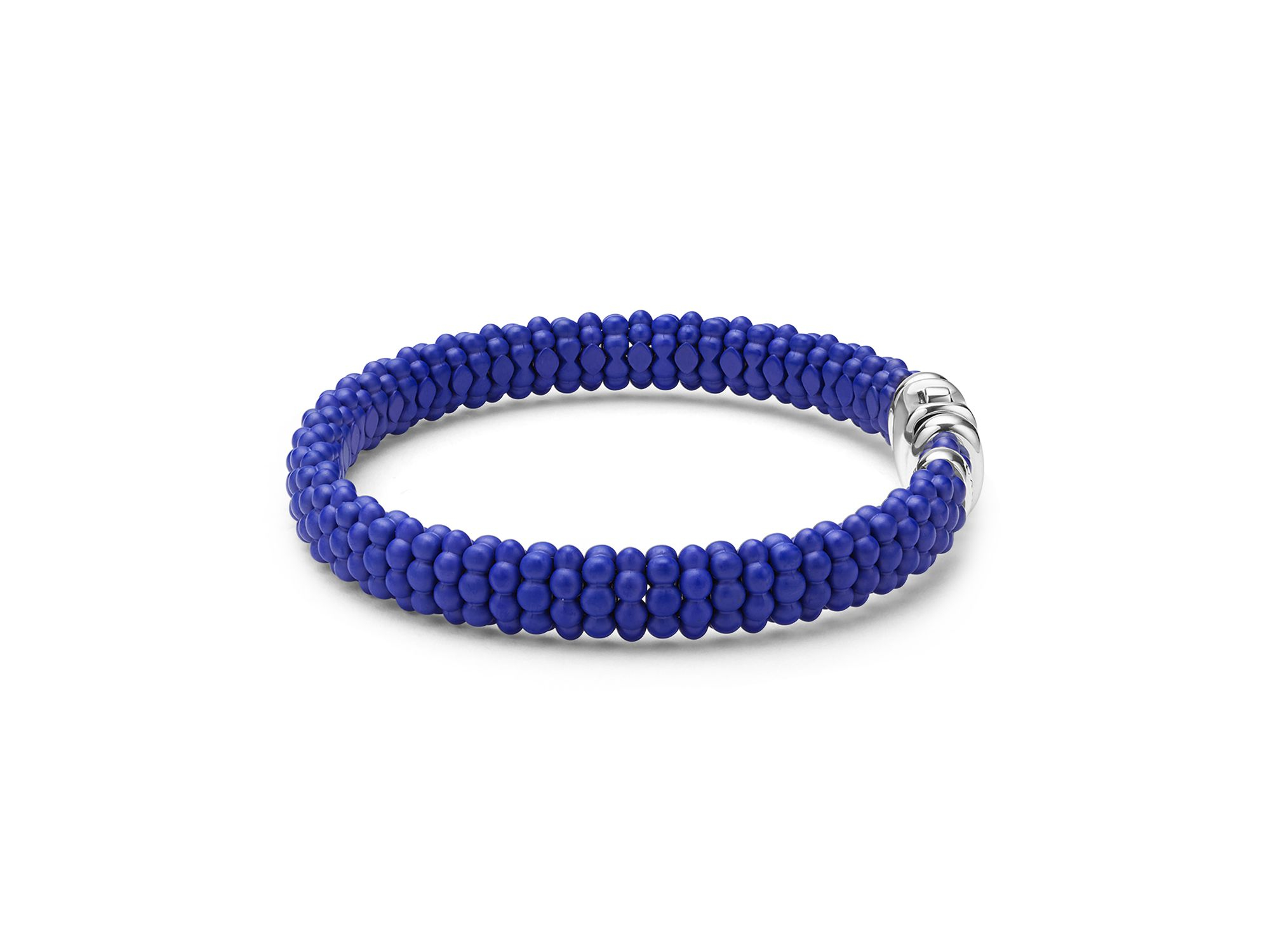 Sterling Silver Blue Caviar Blue Ceramic Beaded Bracelet — Image 4