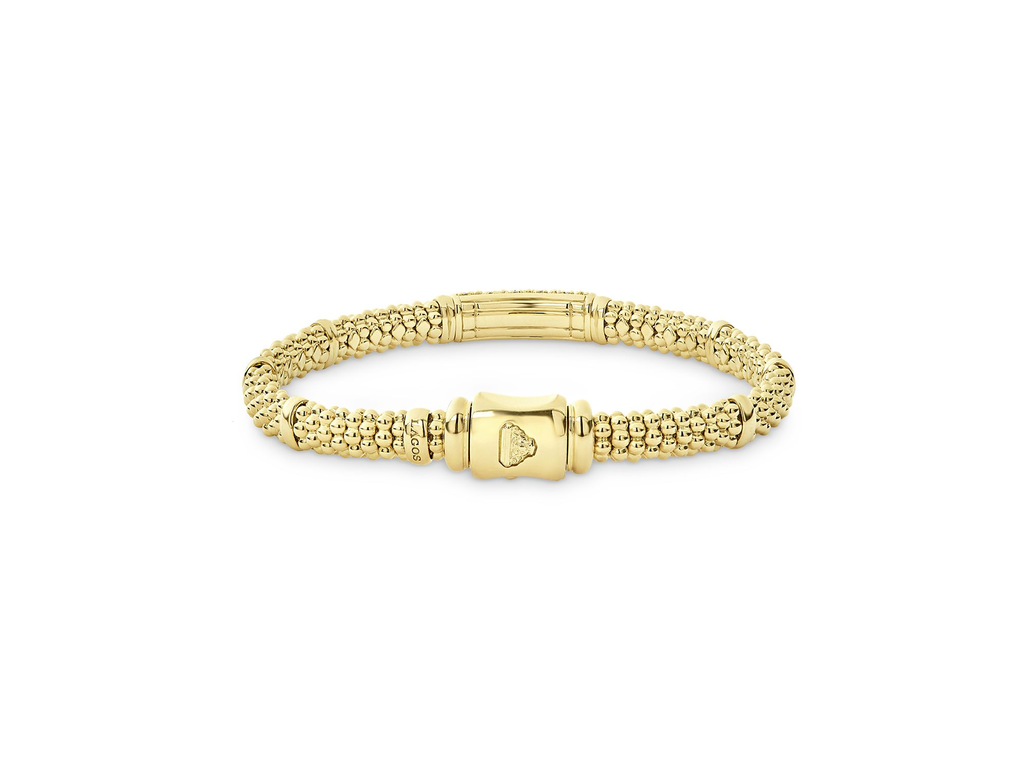 18K Yellow Gold Caviar Bracelet with Diamonds - Exclusive — Image 5