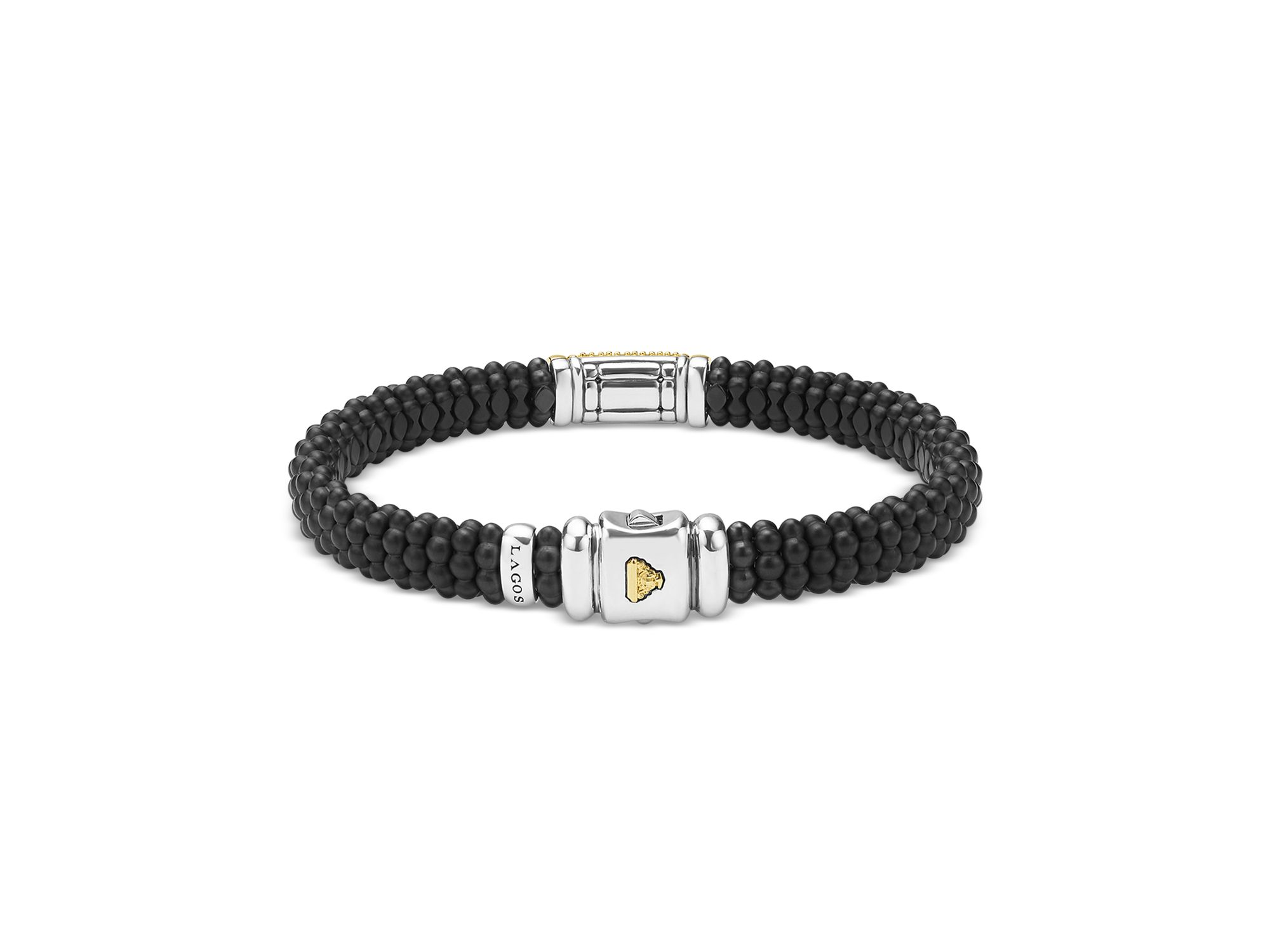 Two-Tone Matte Black Ceramic Diamond Bracelet, 9mm — Image 5