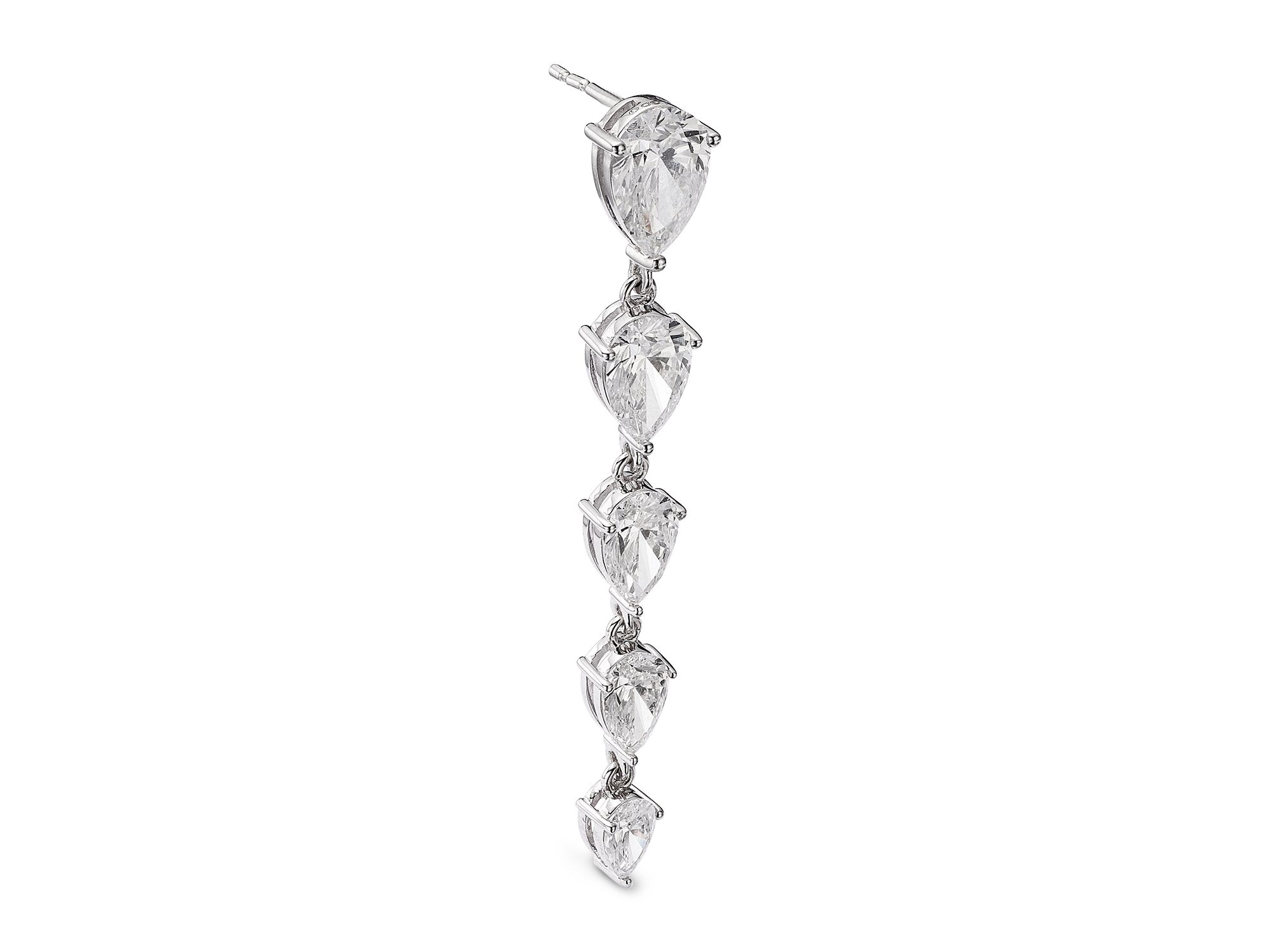 Luxe Collection Certified Lab Grown Diamond Pear Shaped Linear Earrings in 14K White Gold, 6.0 tcw — Image 3