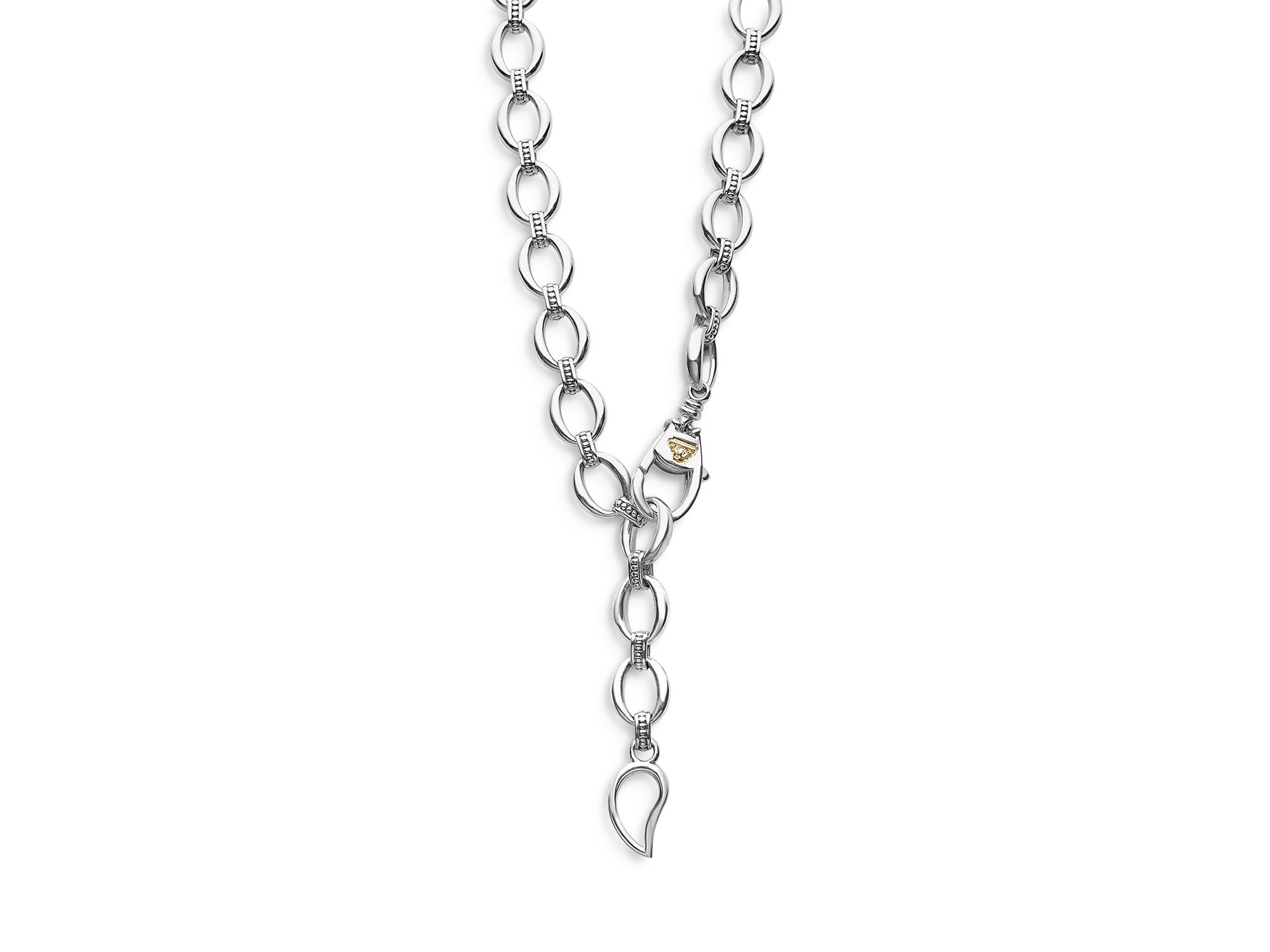 Sterling Silver & 18K Yellow Gold Caviar Luxe Diamond Link Necklace, 18" — Image 5