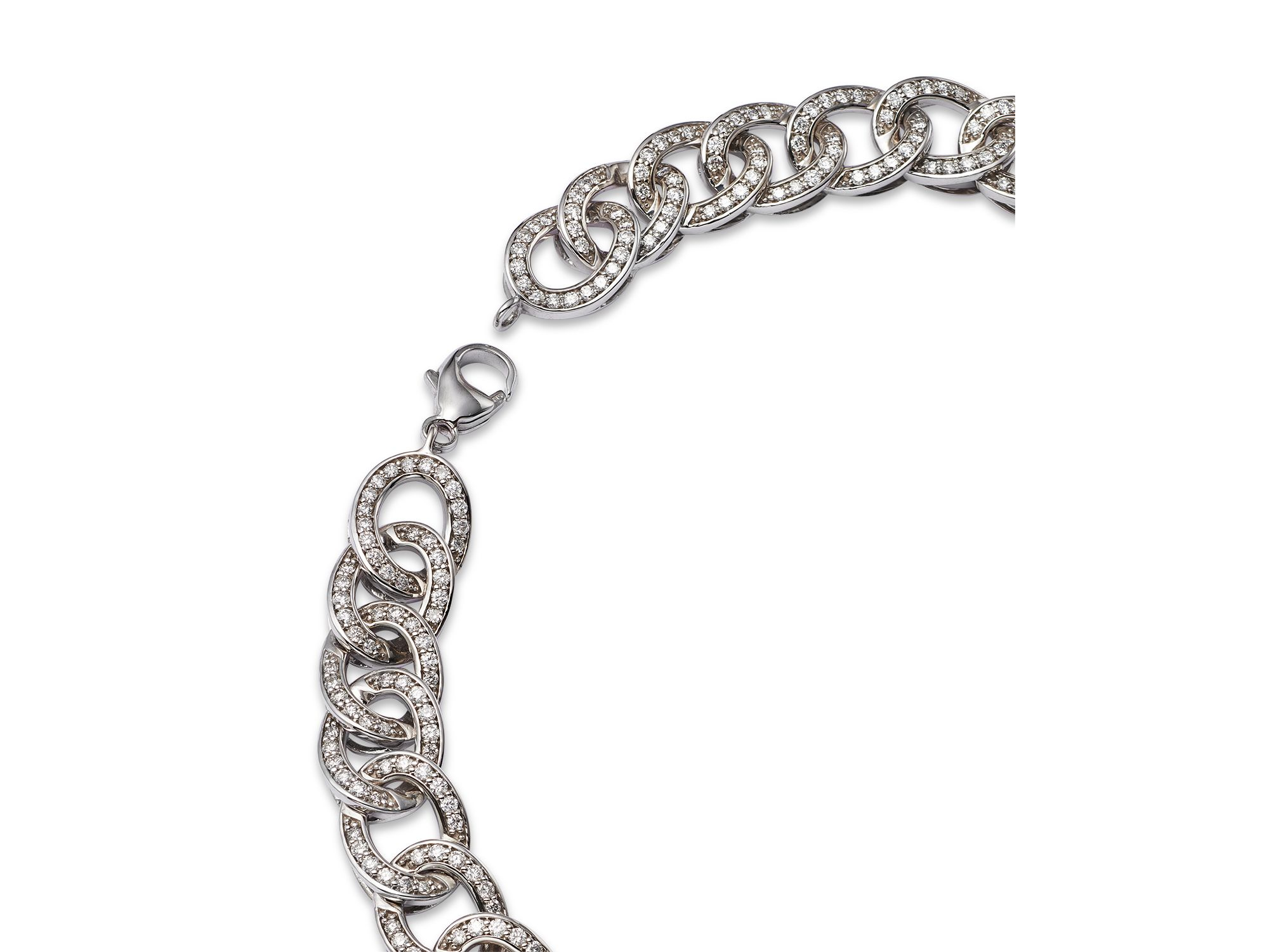 Diamond Chain Link Collar Necklace in 14K White Gold, 6.0 tcw — Image 9