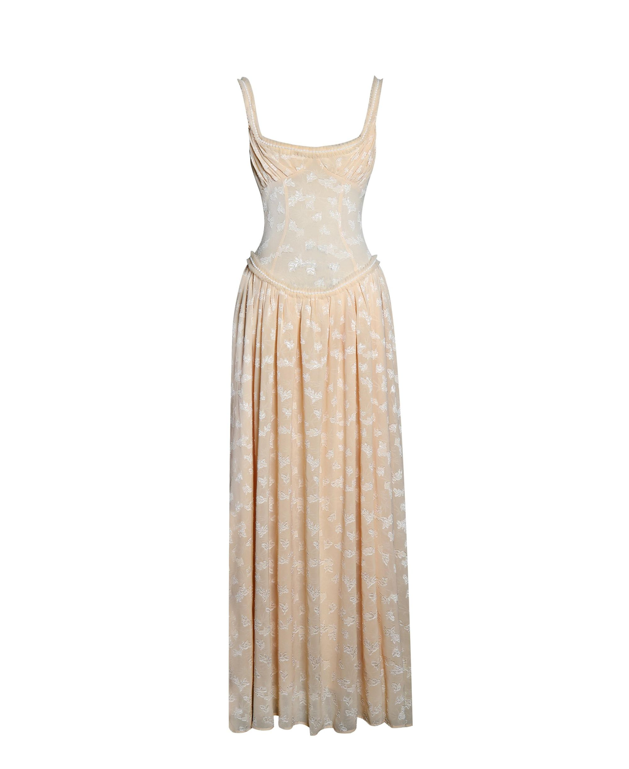 Ulissa Jacquard Drop Waist High Slit Maxi Dress — Image 8