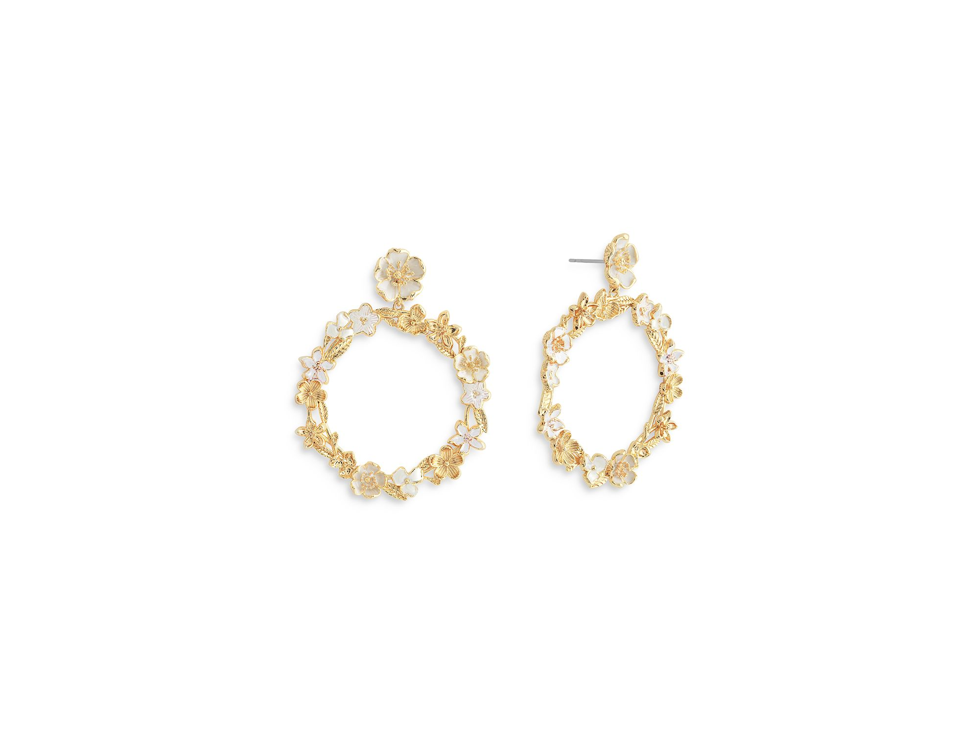 Bloom Gathered Drop Hoop Earrings in 18K Gold Plated - Exclusive — Image 4