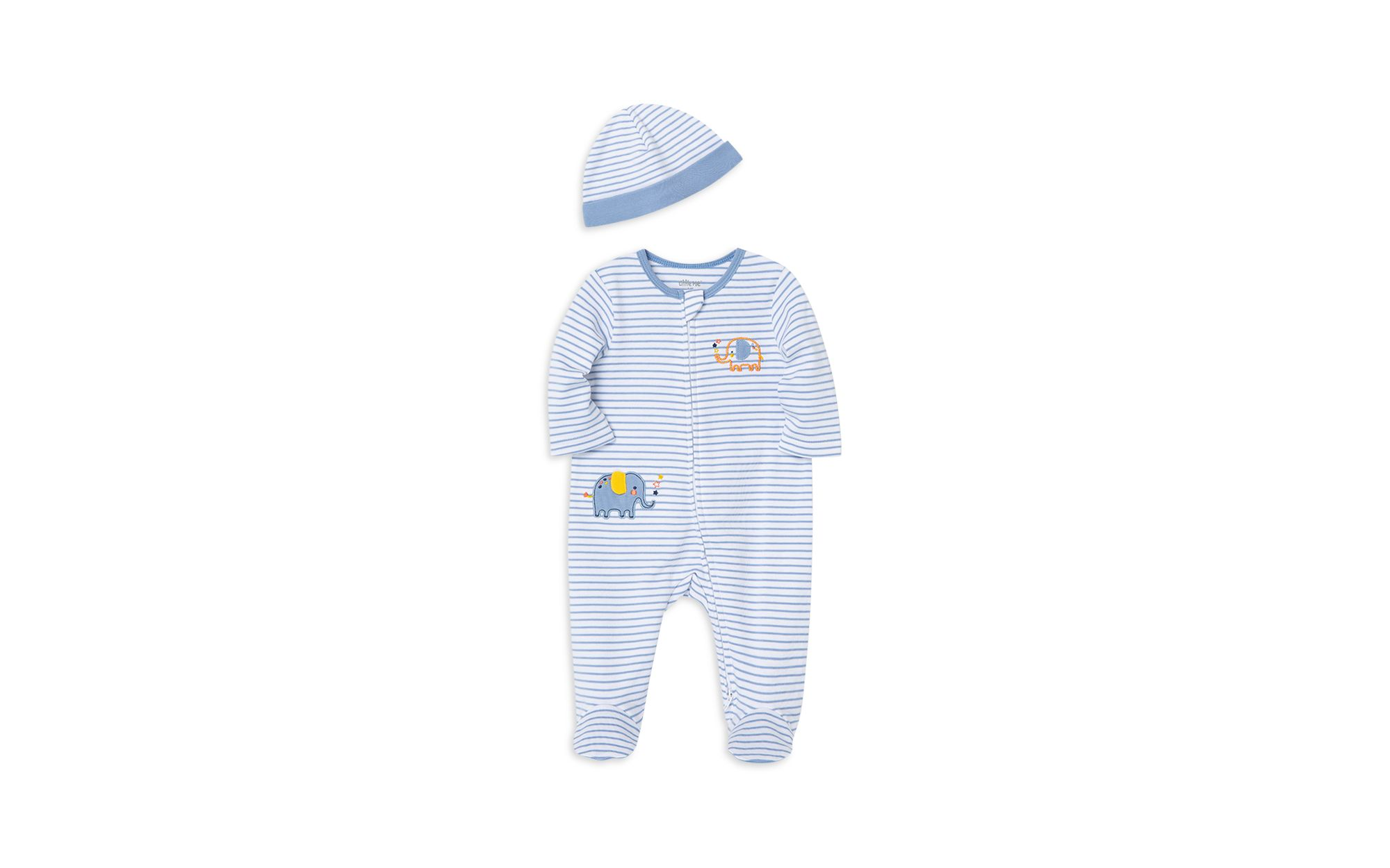 Boys' Cotton Striped Elephant Footie & Hat Set - Baby — Image 4