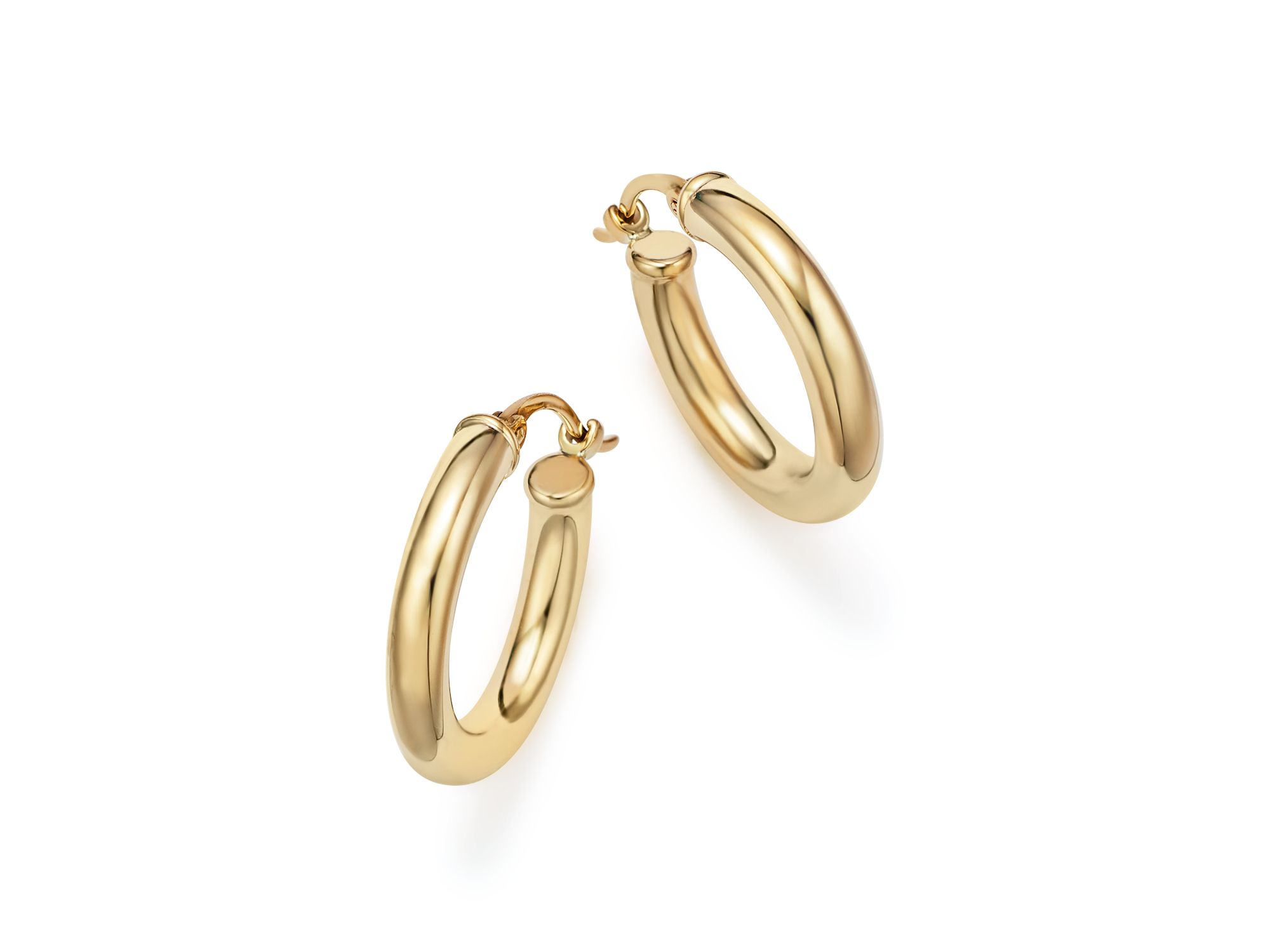 14K Yellow Gold Tube Hoop Earrings — Image 3