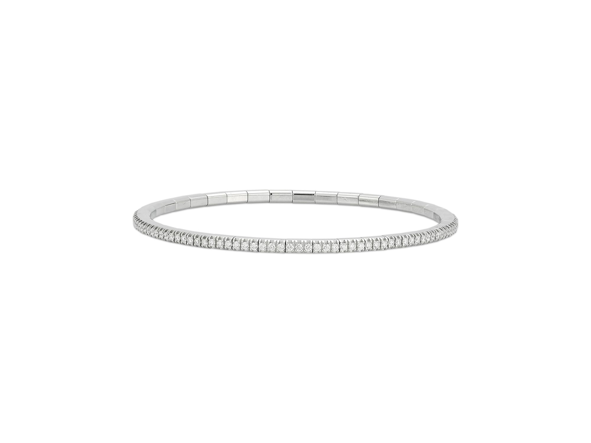 18K White Gold Extensible by Demeglio Diamond Tennis Stretch Bracelet - Image 1