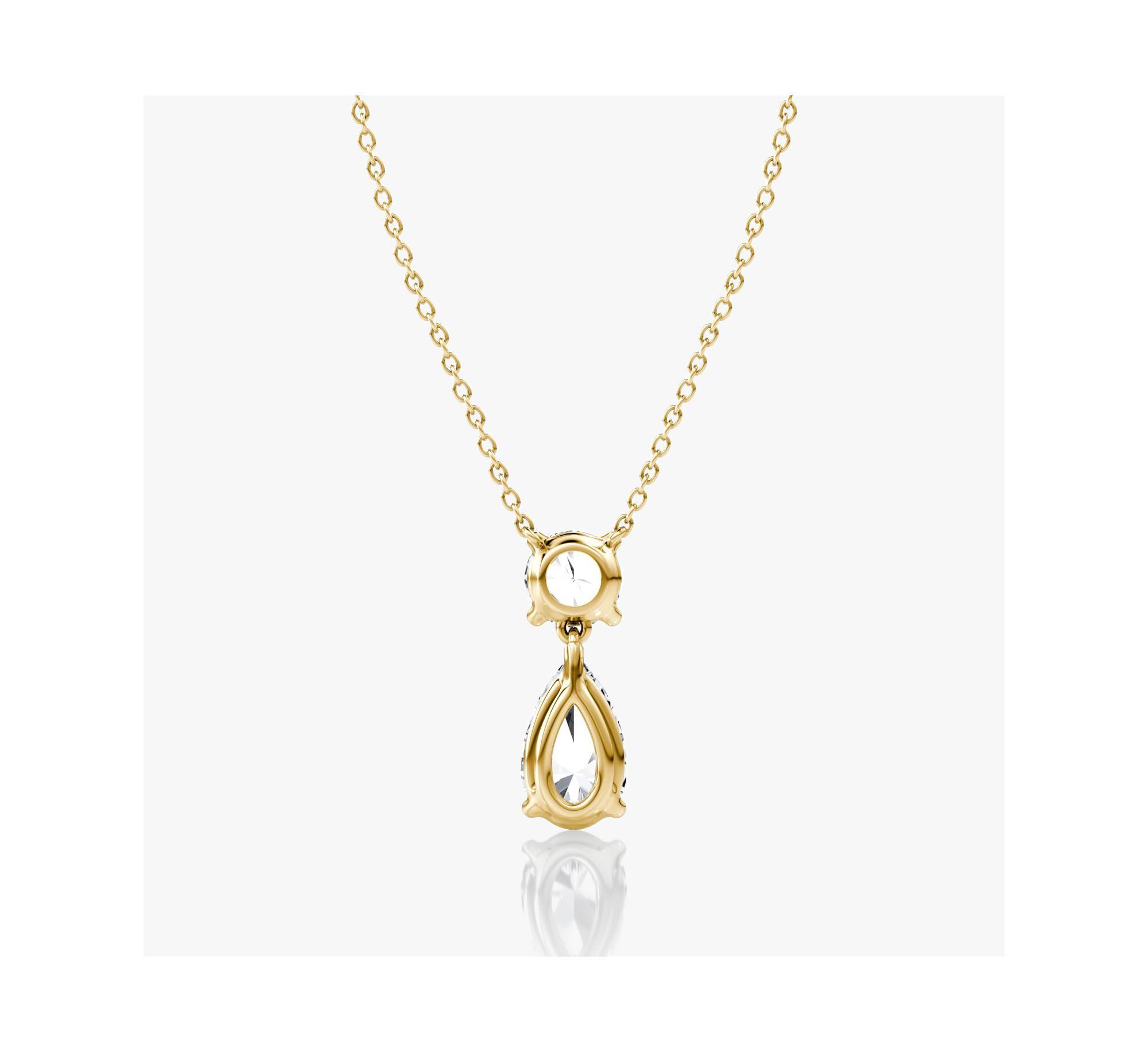 Signature Duo Drop Necklace in 14K White Gold, 3.0ctw Round Brilliant & Pear Lab Grown Diamonds — Image 3