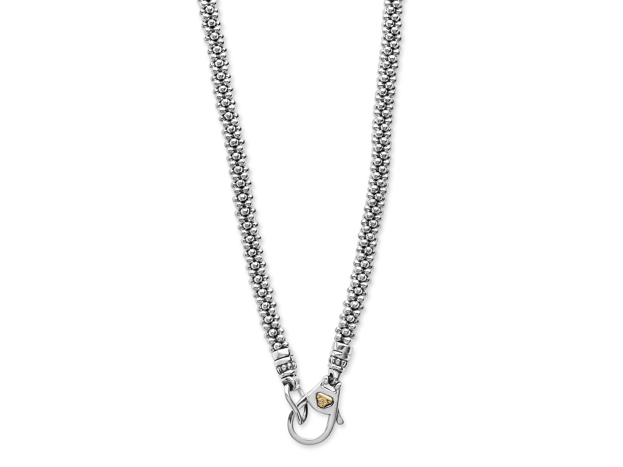 18K Yellow Gold & Sterling Black Caviar Diamond & Black Ceramic Collar Necklace, 18" — Image 4
