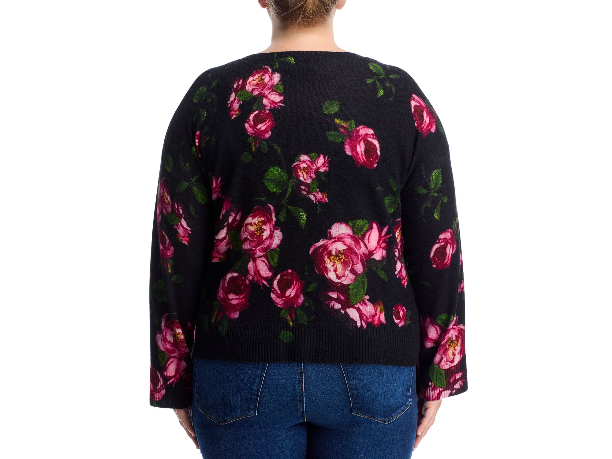 100% Cashmere Peony Printed Crewneck Sweater - Exclusive — Image 4
