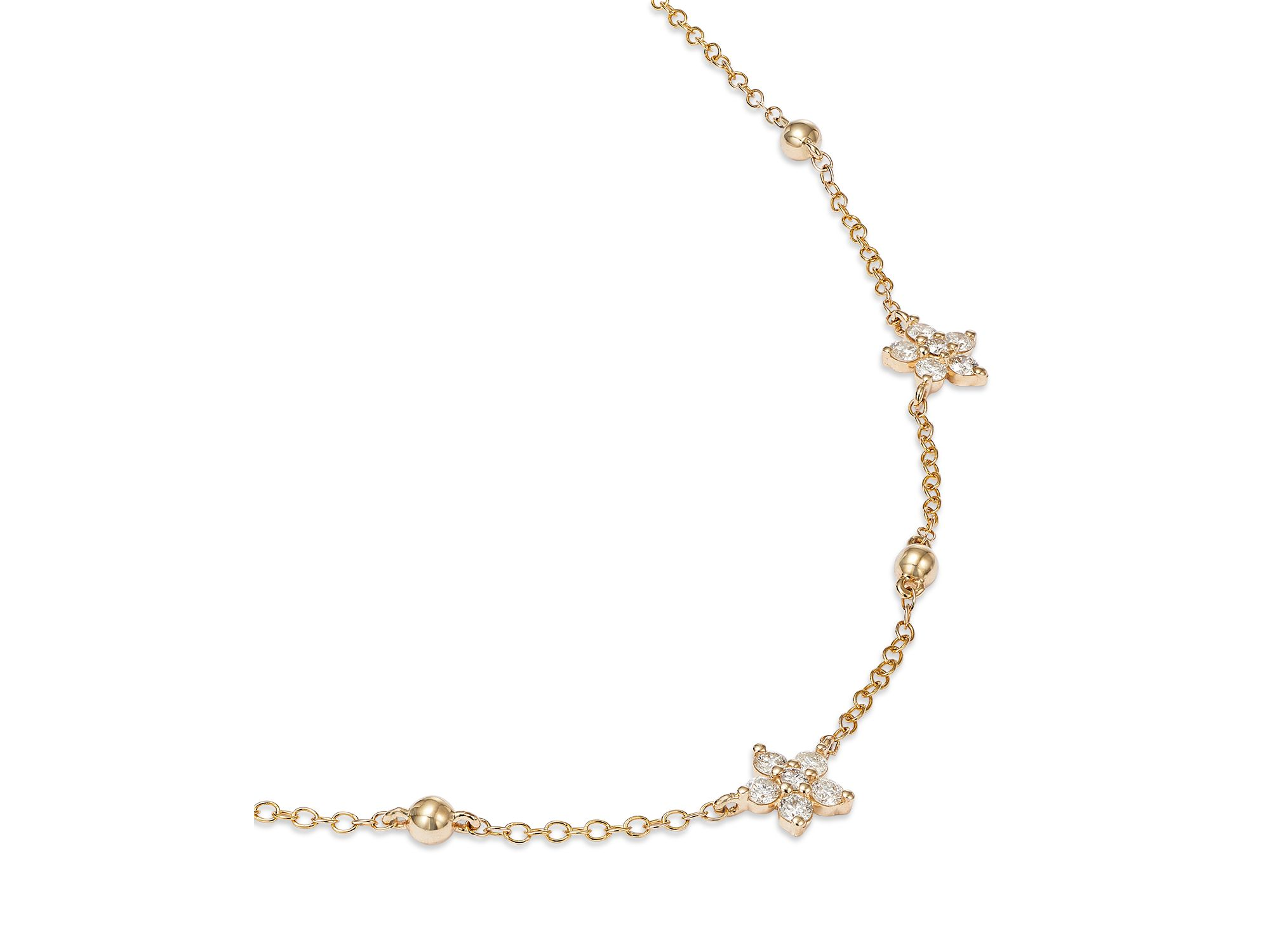Diamond Starflower Station Necklace 14K Yellow Gold, 0.55 tcw — Image 3