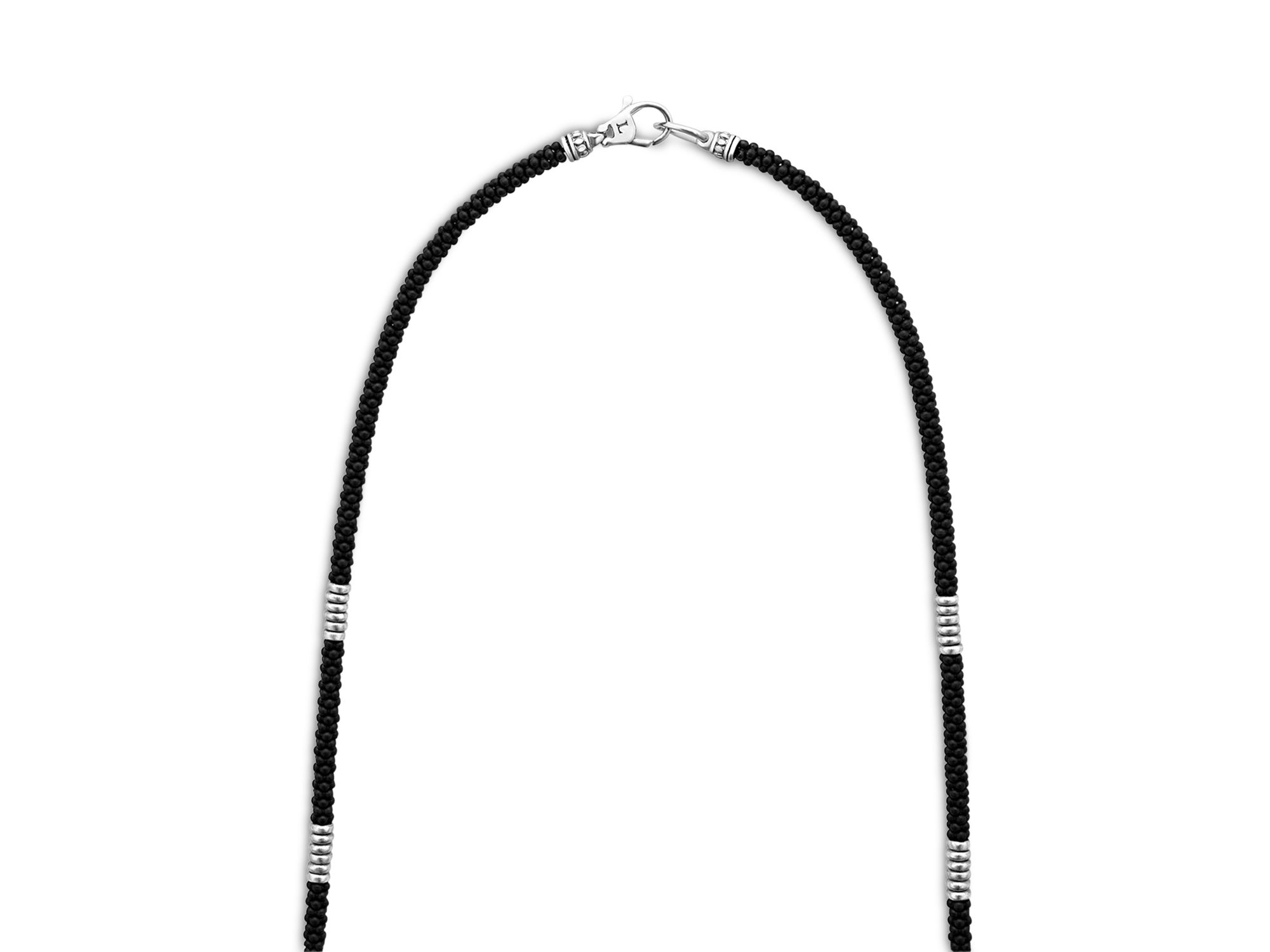 Men's Sterling Silver Anthem Black Ceramic Station Necklace, 20" - Exclusive — Image 4