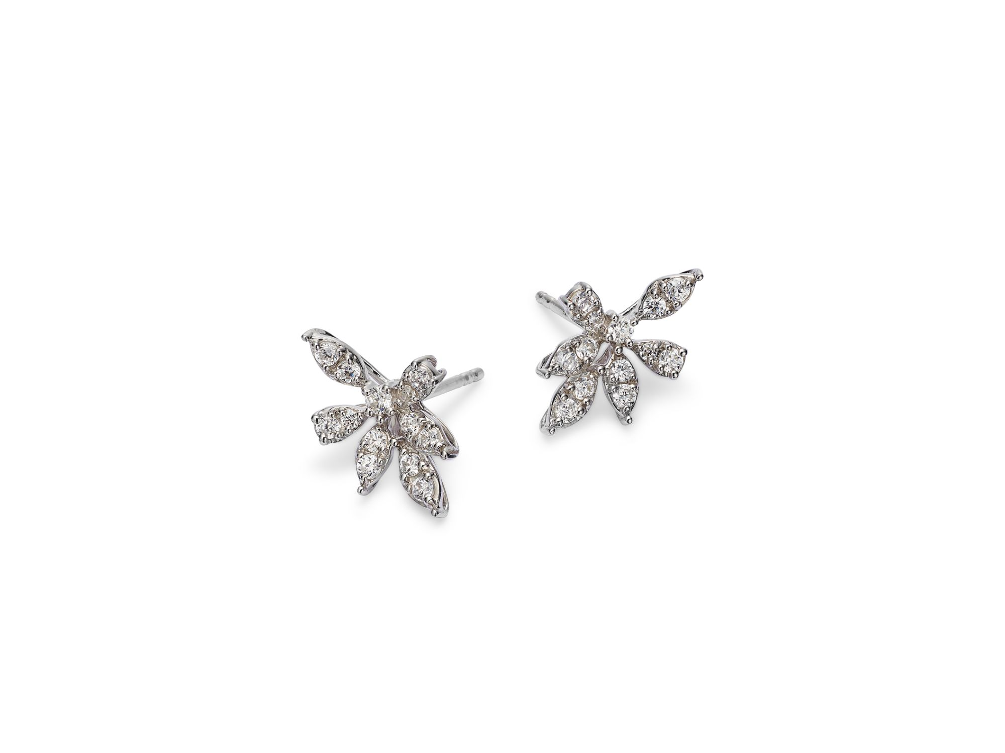 Diamond Starburst Stud Earrings  in 14K White Gold, 0.50 tcw — Image 4