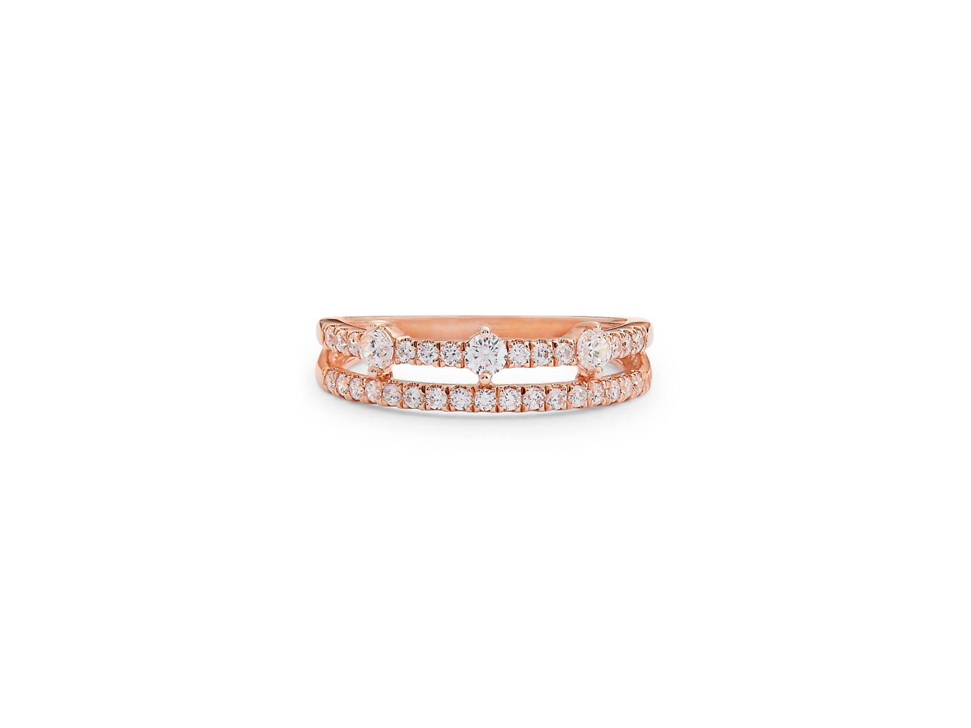 Diamond Double Row Ring in 14K Rose Gold, 0.48 tcw — Image 4