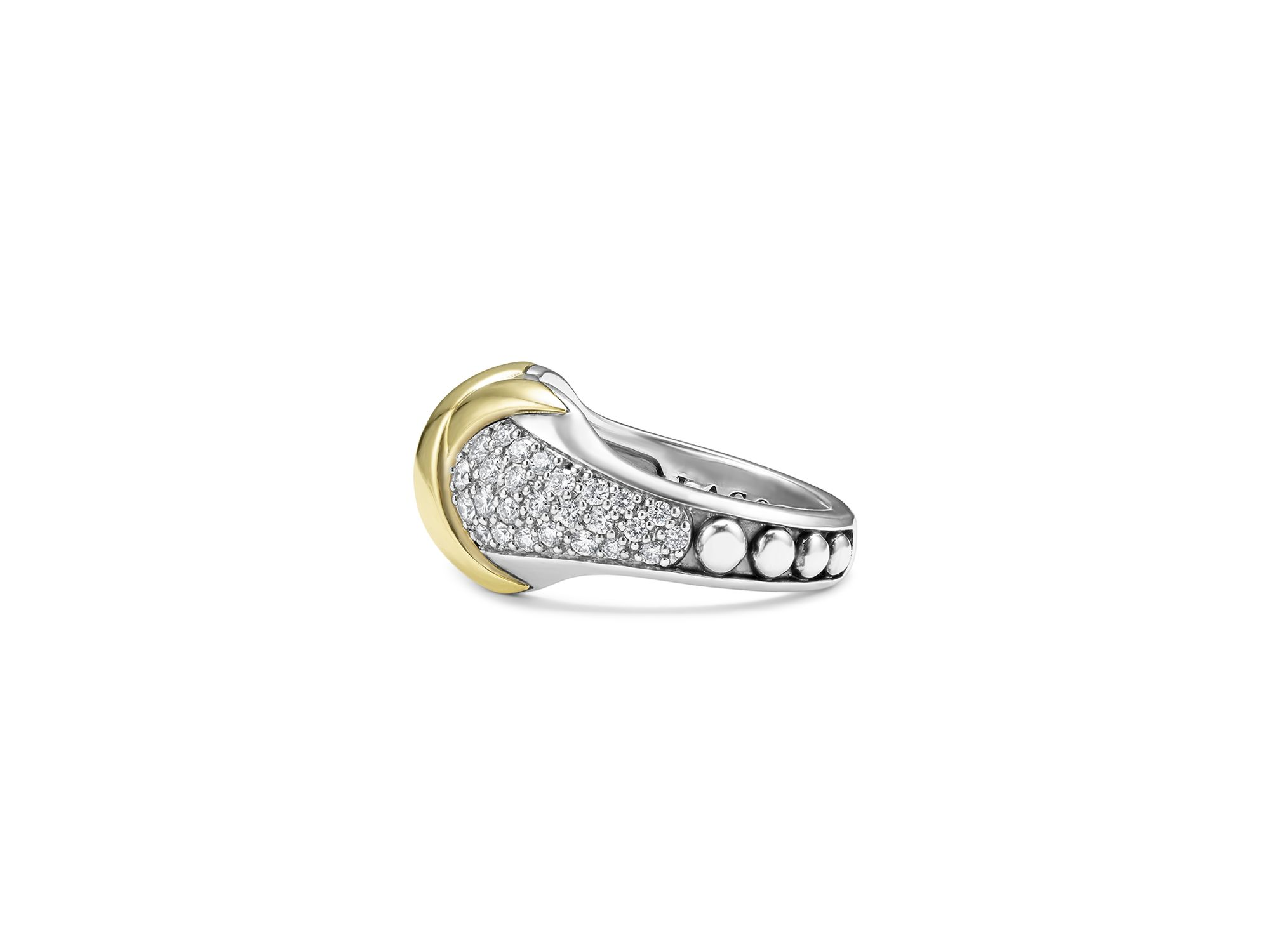 18K Yellow Gold & Sterling Silver Embrace Diamond Pavé X Ring — Image 4