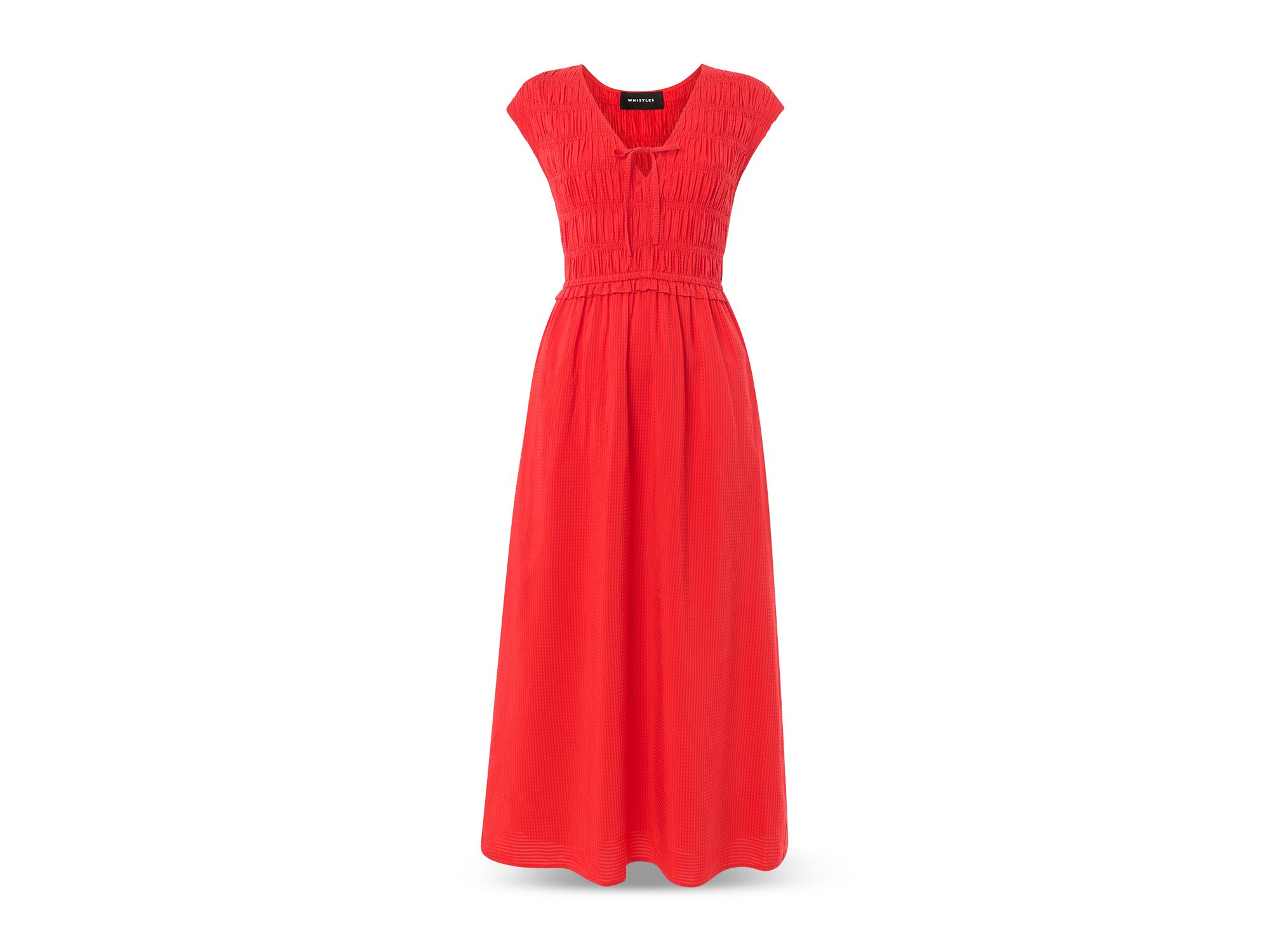 Shirred Bodice V Neck Dress — Image 4