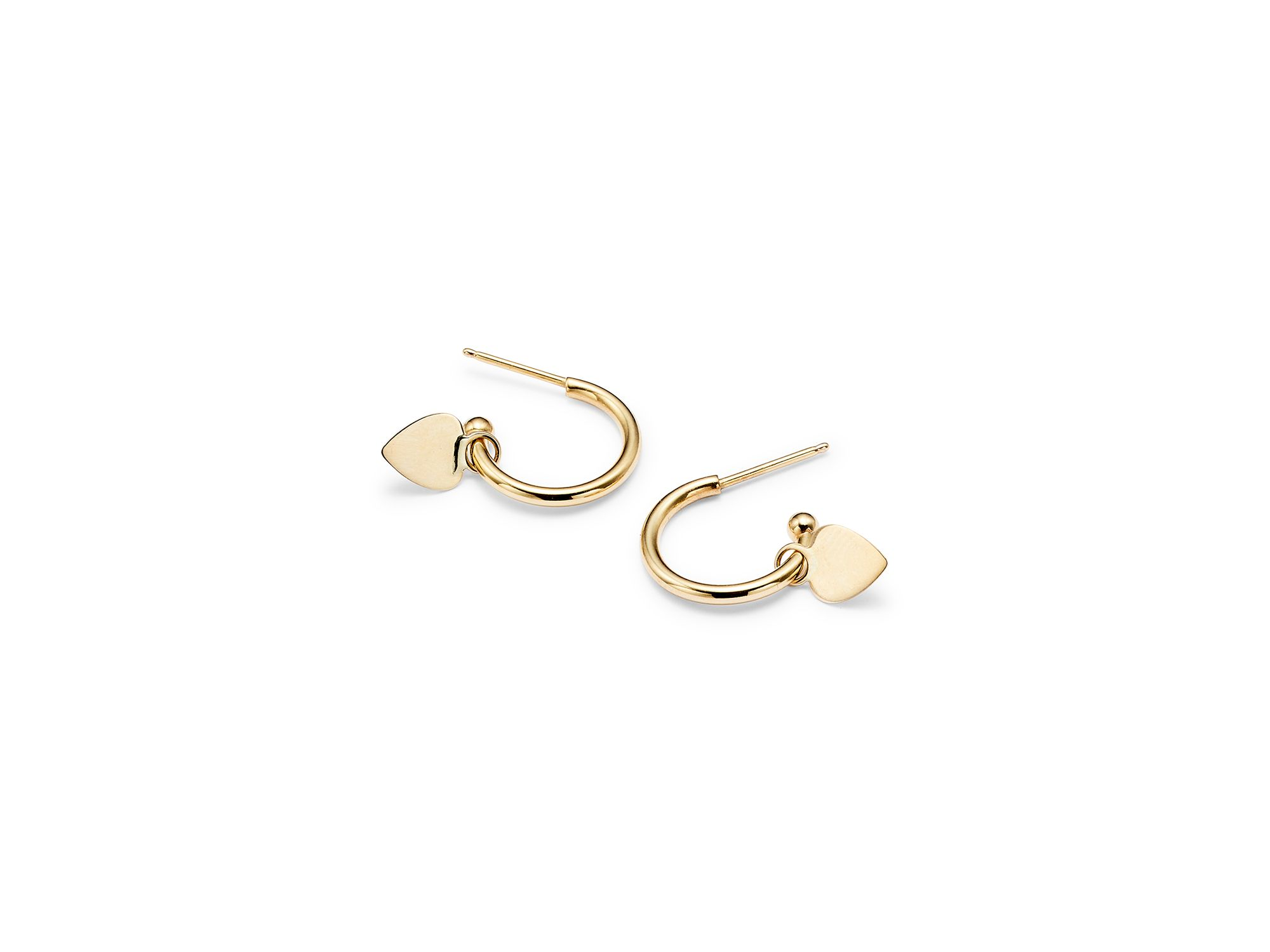 14K Yellow Gold Small Dangling Heart Hoop Earrings - Exclusive — Image 4