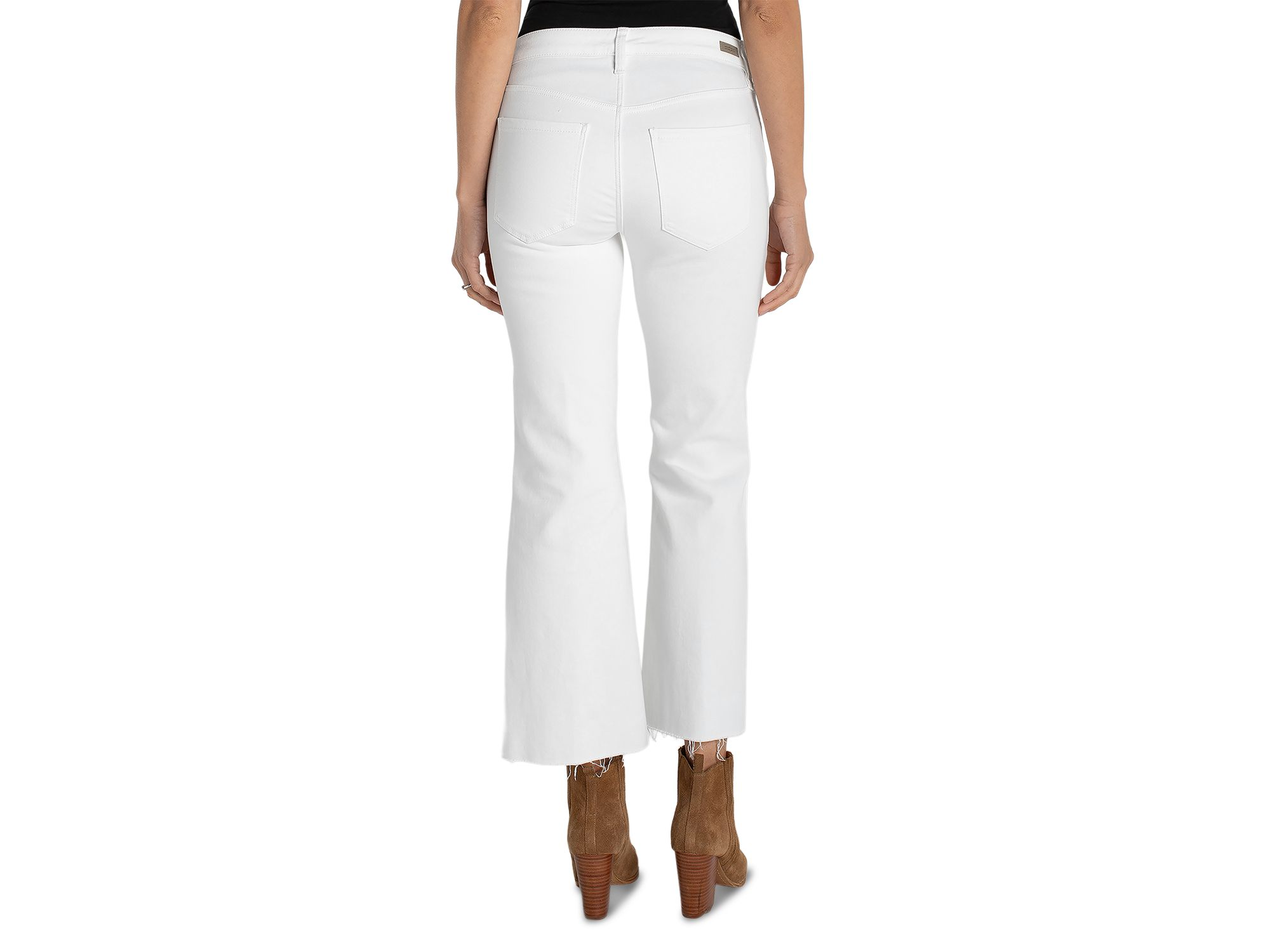 Hannah Mid Rise Crop Flare Jeans in Bright White — Image 3