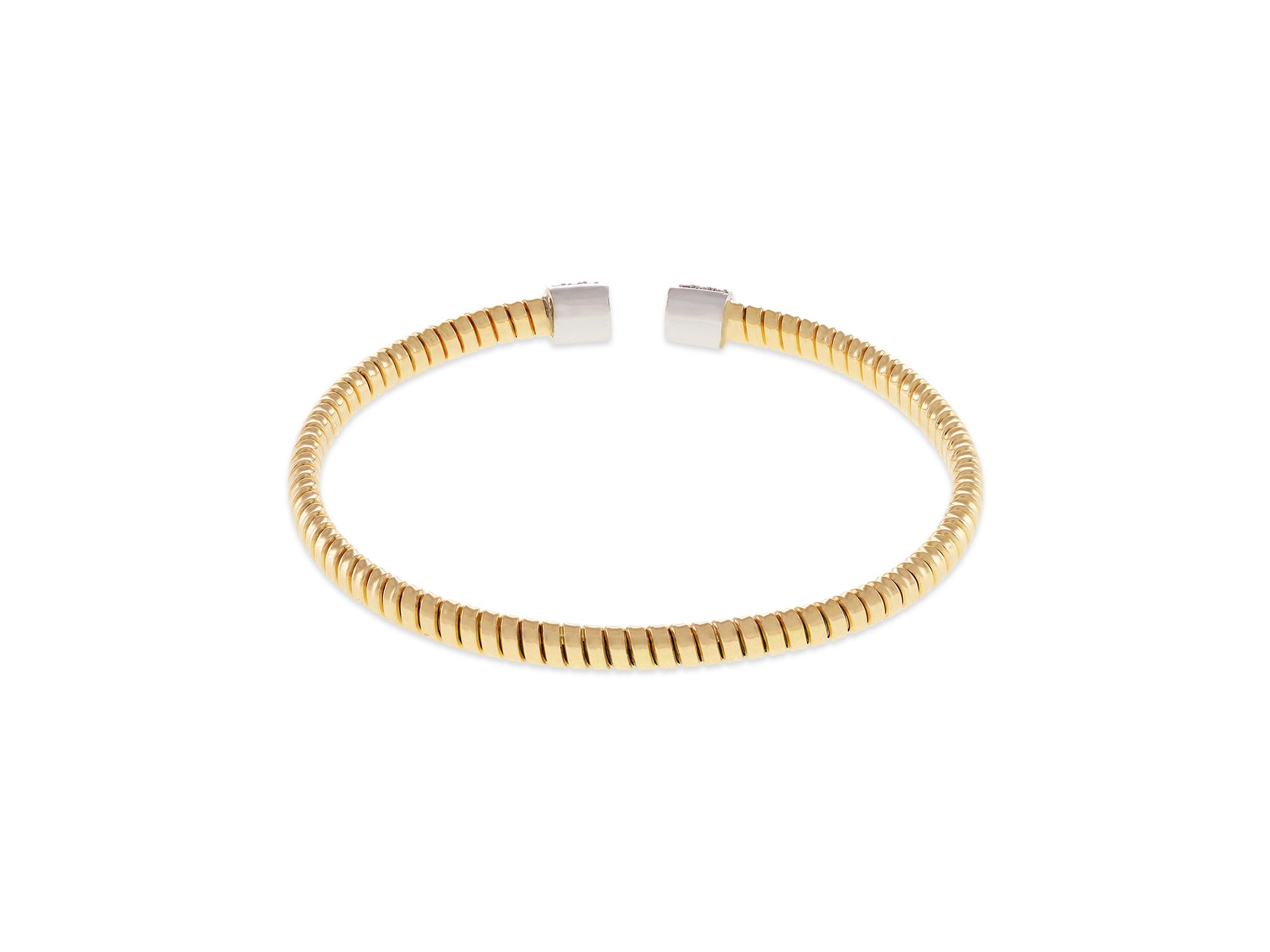 18K Yellow Gold Via Mercanti Tubogas Diamond Bangle Bracelet — Image 3