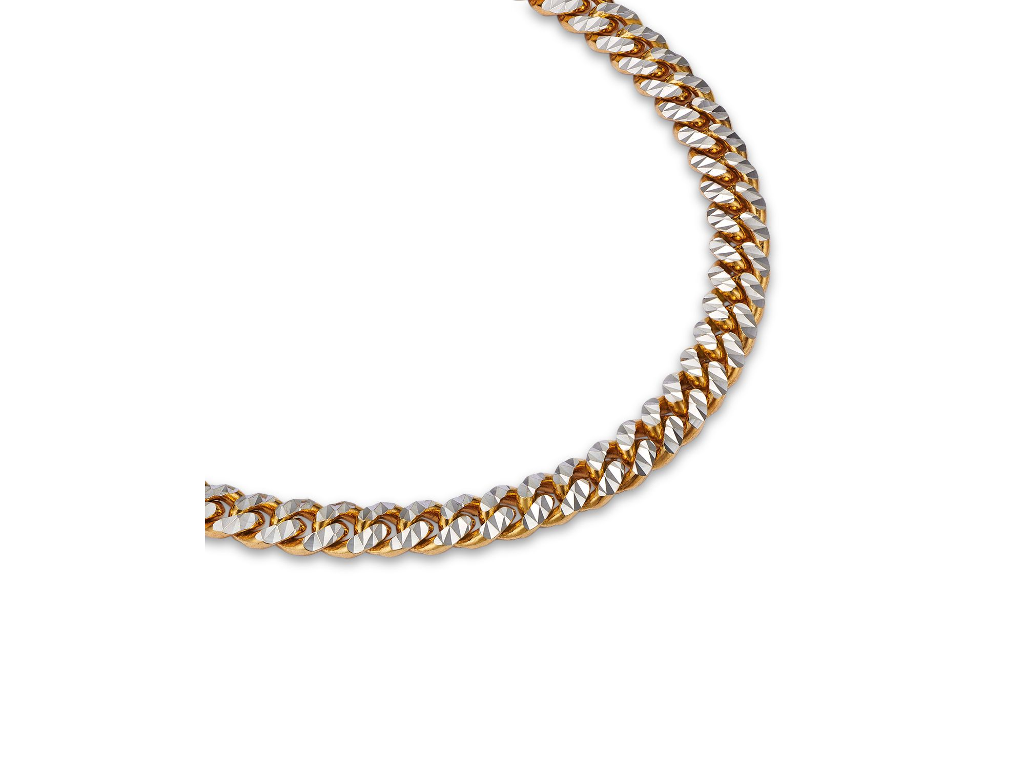 Miami Cuban Link Chain Bracelet in 14K Yellow Gold & Rhodium Plated 14K Yellow Gold — Image 3
