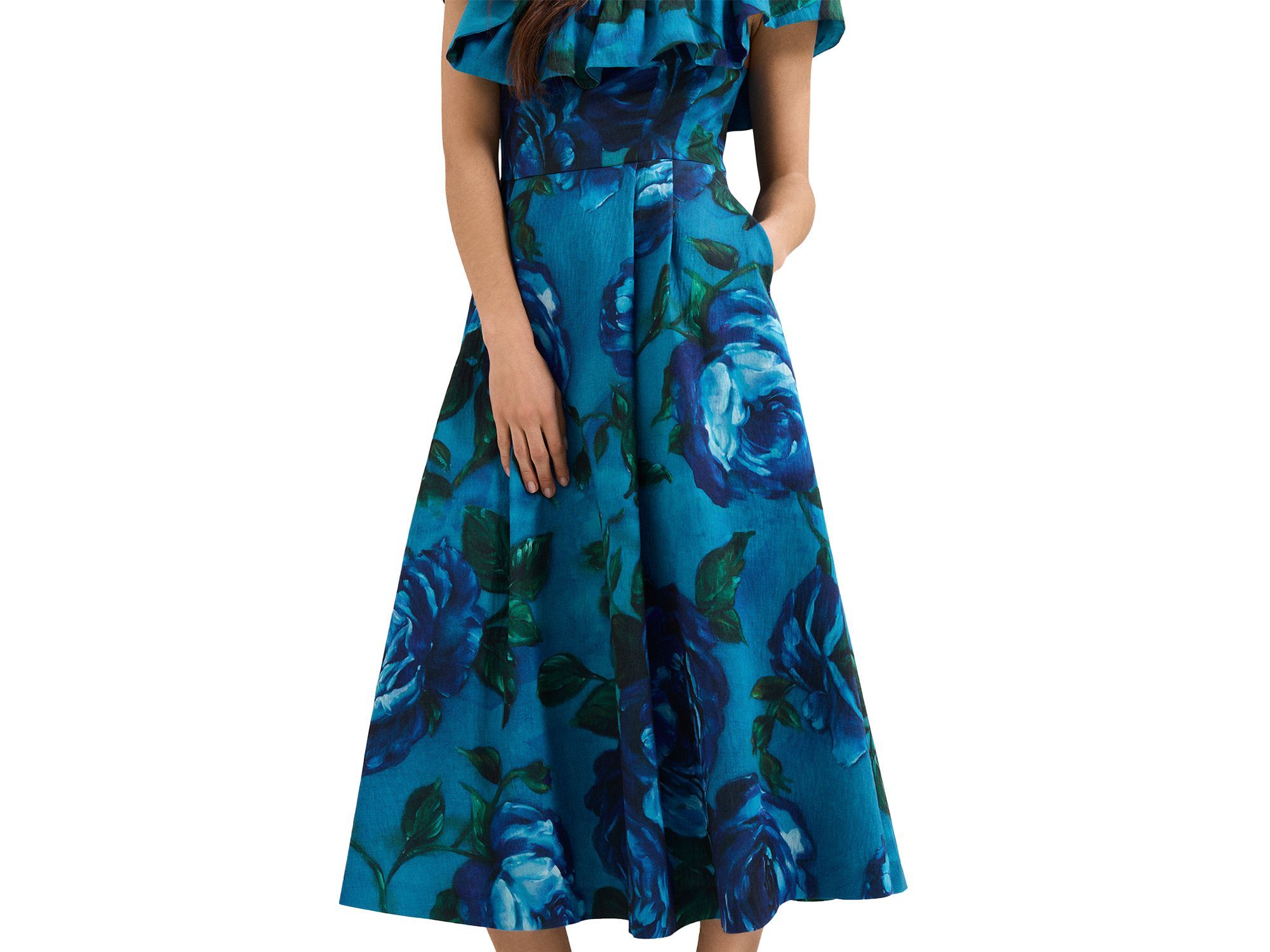 Brianne Blue Floral Ruffle Midi Dress — Image 5