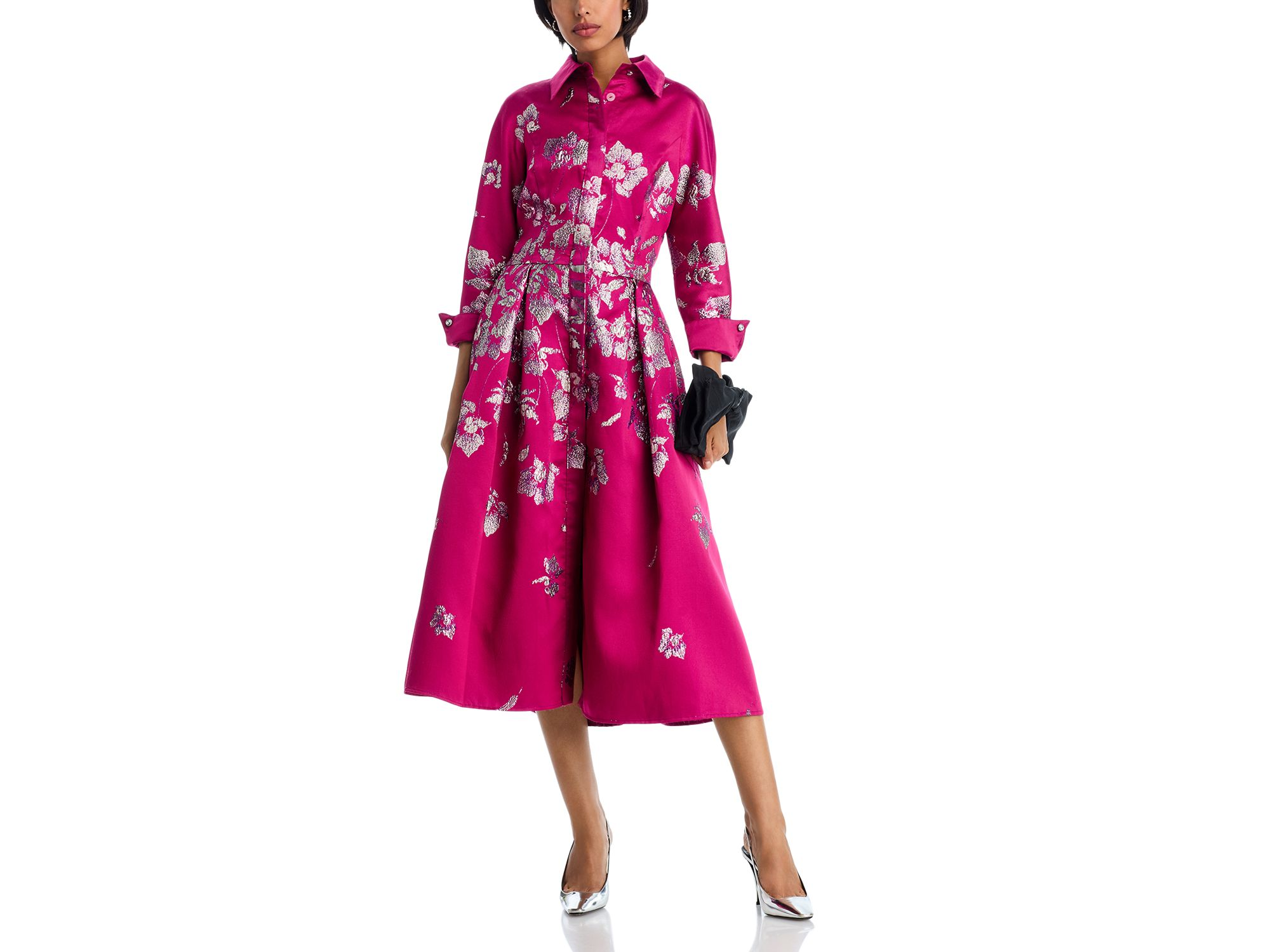 Metallic Jacquard Shirt Dress — Image 3