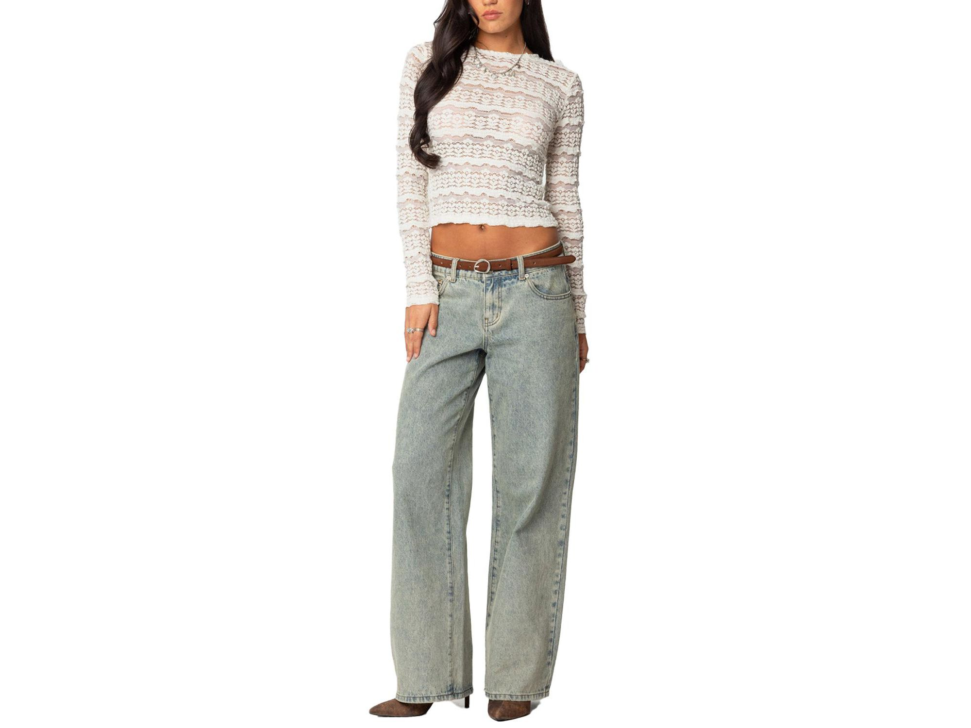 Daisey Textured Sheer Lace Top — Image 3