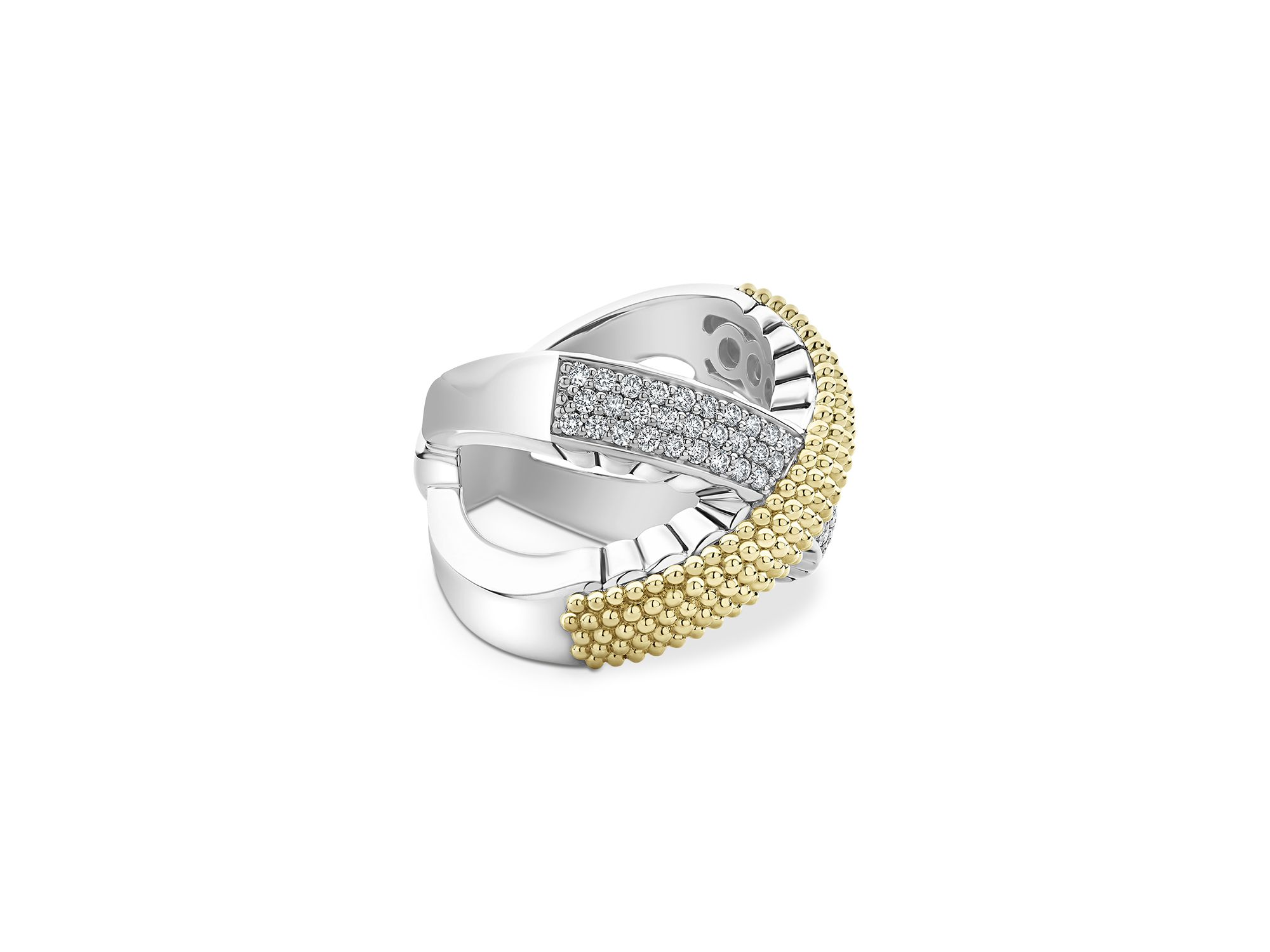 Sterling & 18K Yellow Gold Caviar Lux Diamond Ring — Image 4