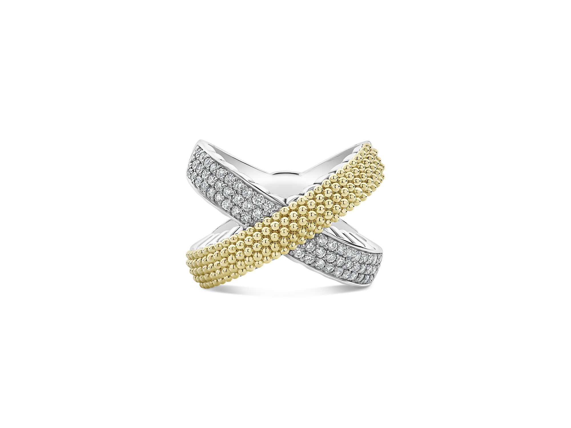 Sterling & 18K Yellow Gold Caviar Lux Diamond Ring — Image 3