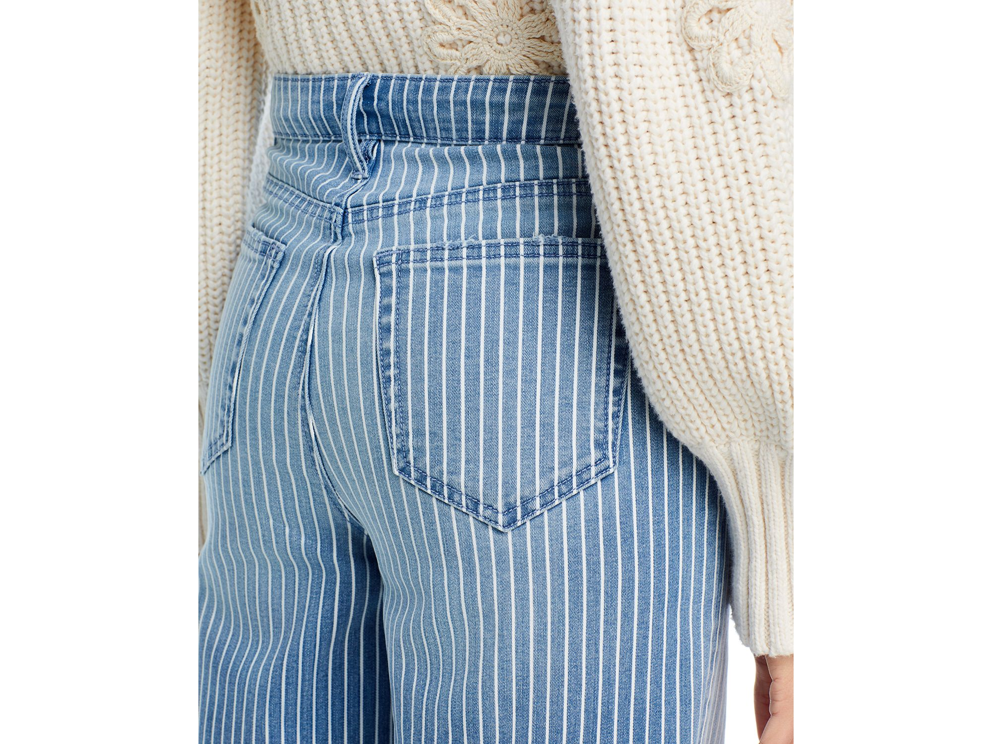 Striped Cuffed Dad Jeans in Medium Wash - Exclusive — Image 3