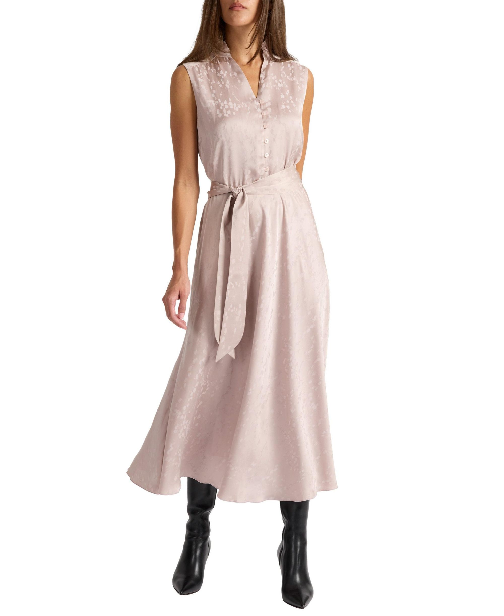 Nirva Sleeveless Dress in Tonal Floral Jacquard - Image 1