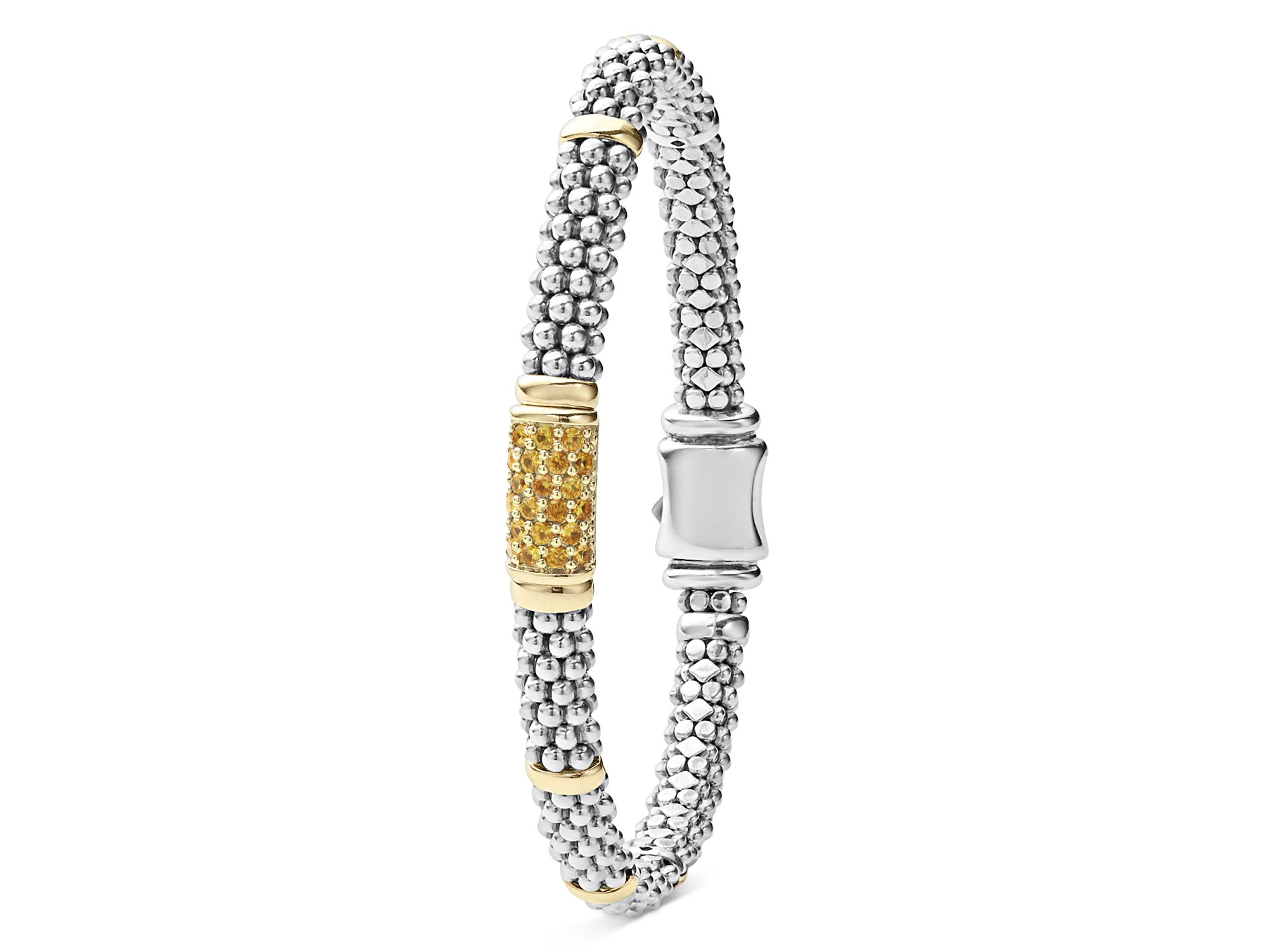 Sterling & 18K Gold Signature Caviar Yellow Sapphire Station Bracelet — Image 3