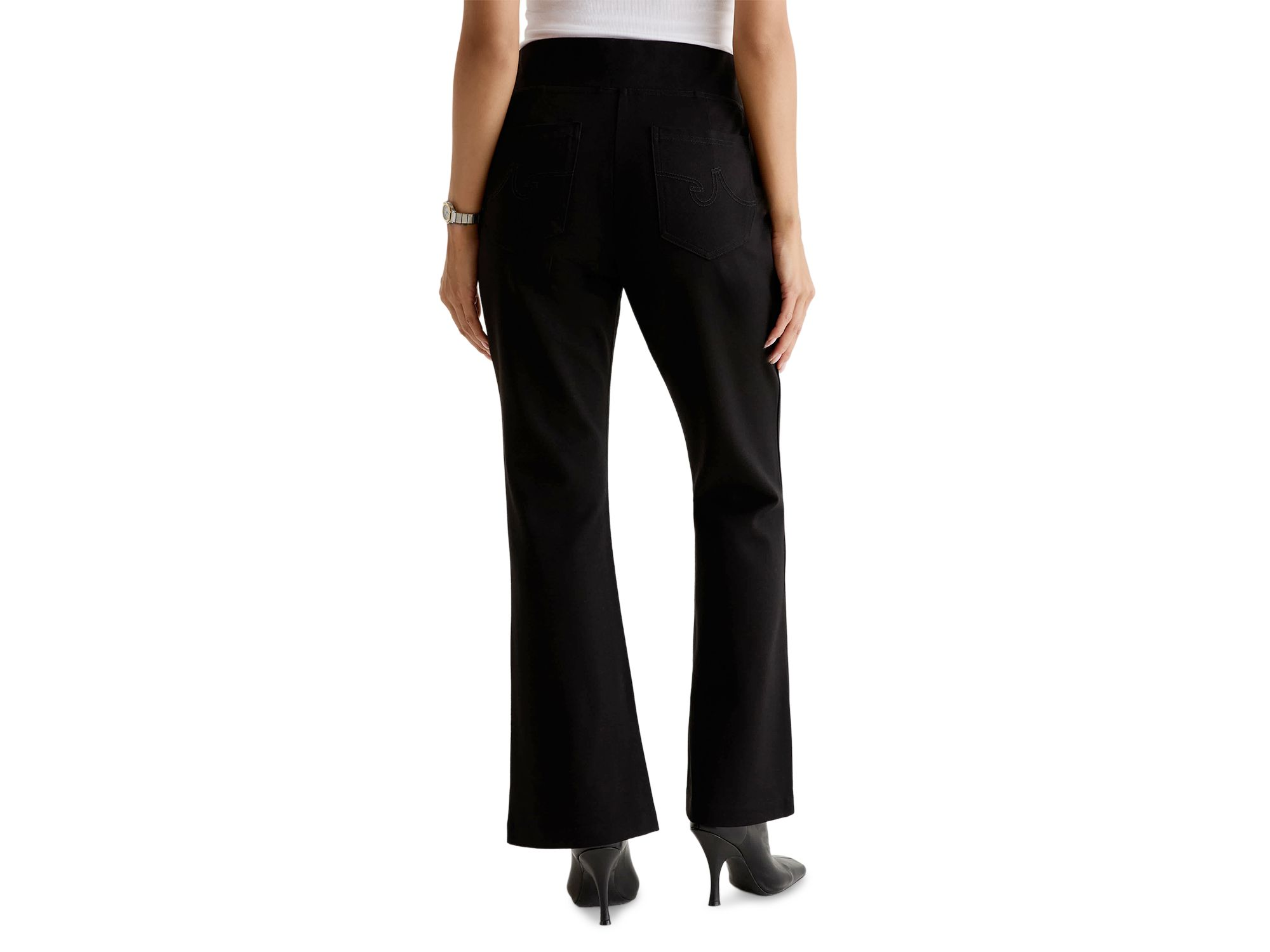 Salma Pull On Flare Leg Jeans in Super Black — Image 5